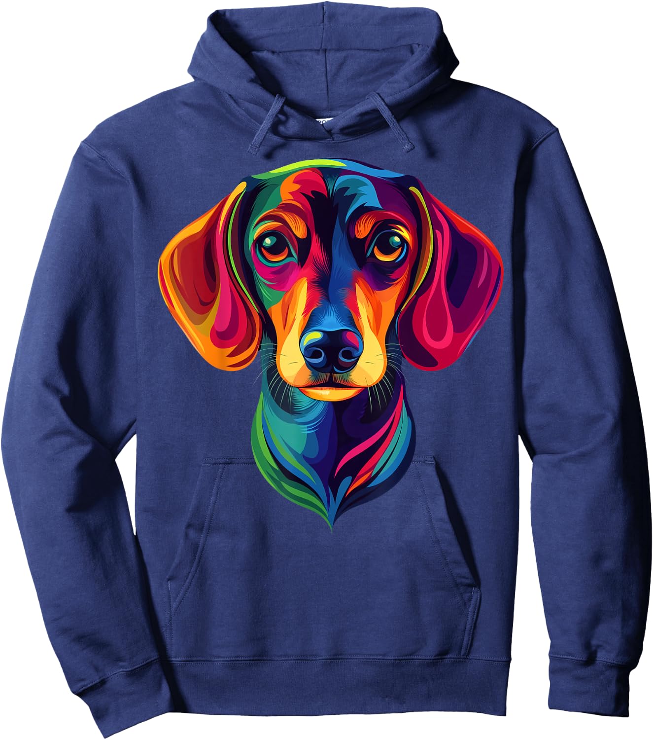 Colorful Short-Haired Dachshund Wiener Dog Face Cute Black Hoodie - Hoodie | Navy