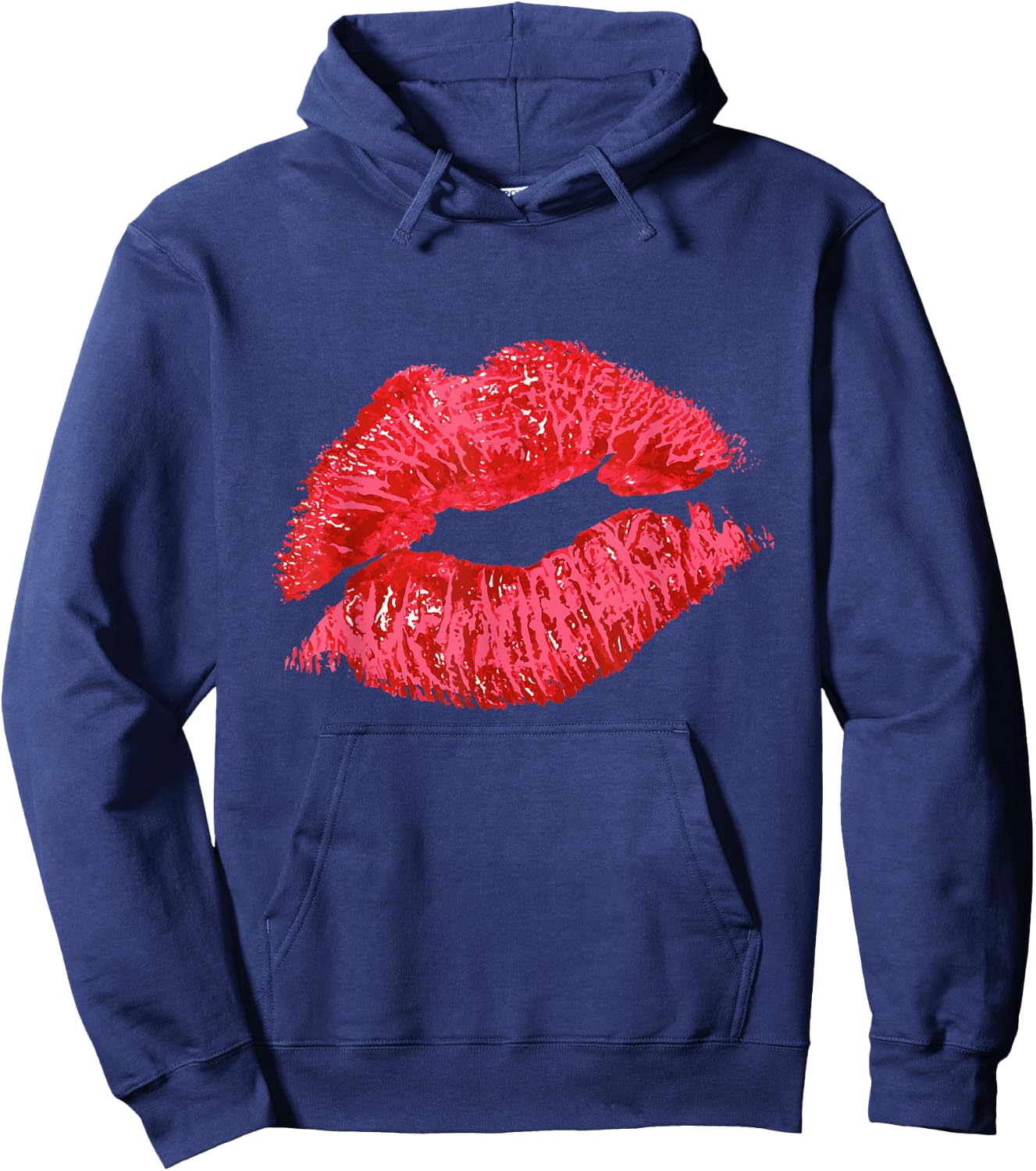 Sexy Lips Red Lipstick Kiss Hoodie - Hoodie | Navy