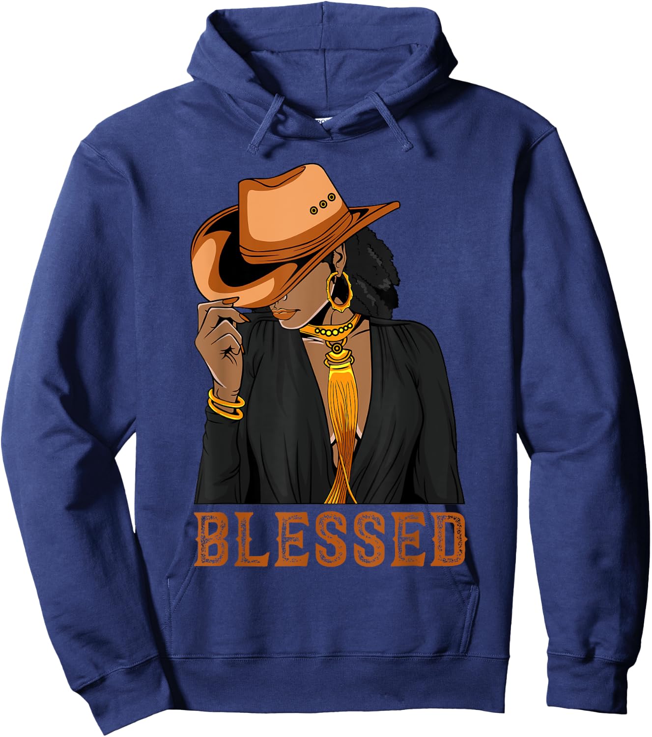 Western Country Black Cowgirl Black Woman Christian Blessed Hoodie - Hoodie | Navy