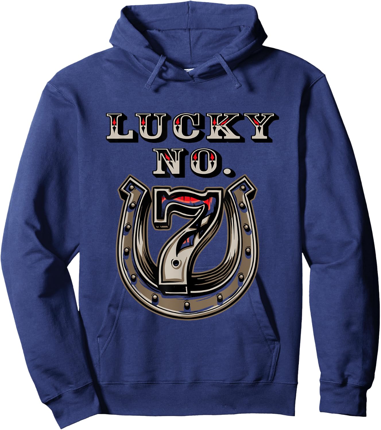 Lucky Number 7 Seven Horse Shoe Good Luck Hoodie - Hoodie | Navy