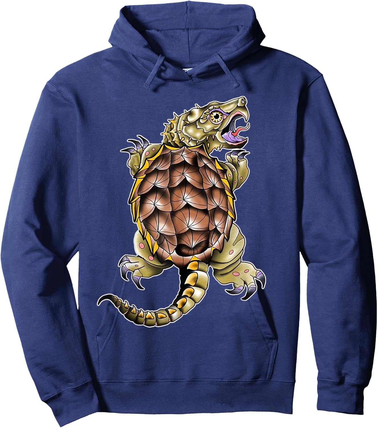 Alligator Snapping Turtle Neo-Traditional Tattoo Flash Hoodie - Hoodie | Navy
