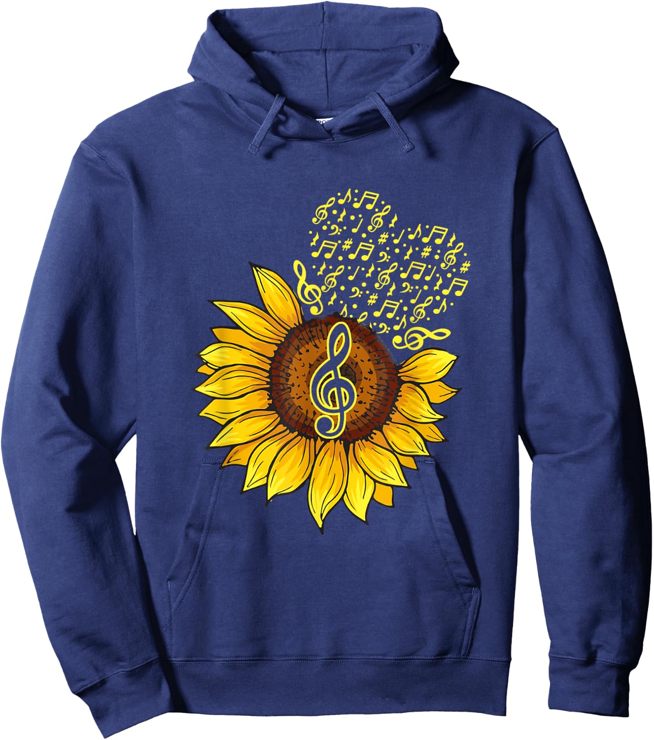 Musician Sunflower Heart Music Note Music Lovers Musical Hoodie - Hoodie | Navy