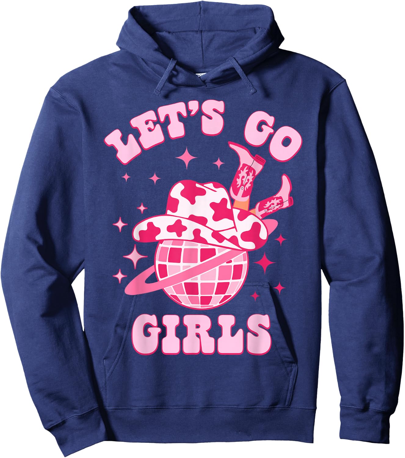 Let's Go Girls Western Cowgirl Groovy Bachelorette Party Hoodie - Hoodie | Navy