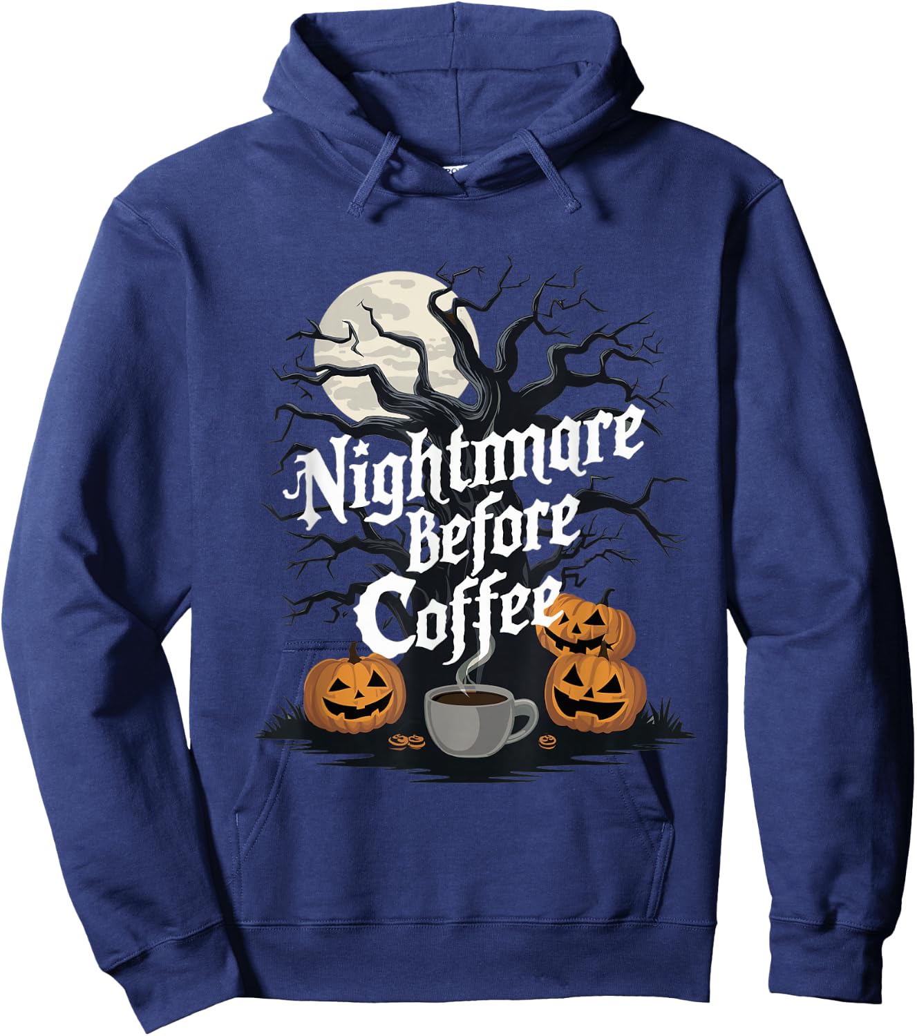 Nightmare Before Coffee Halloween Caffeine Lover Hoodie - Hoodie | Navy