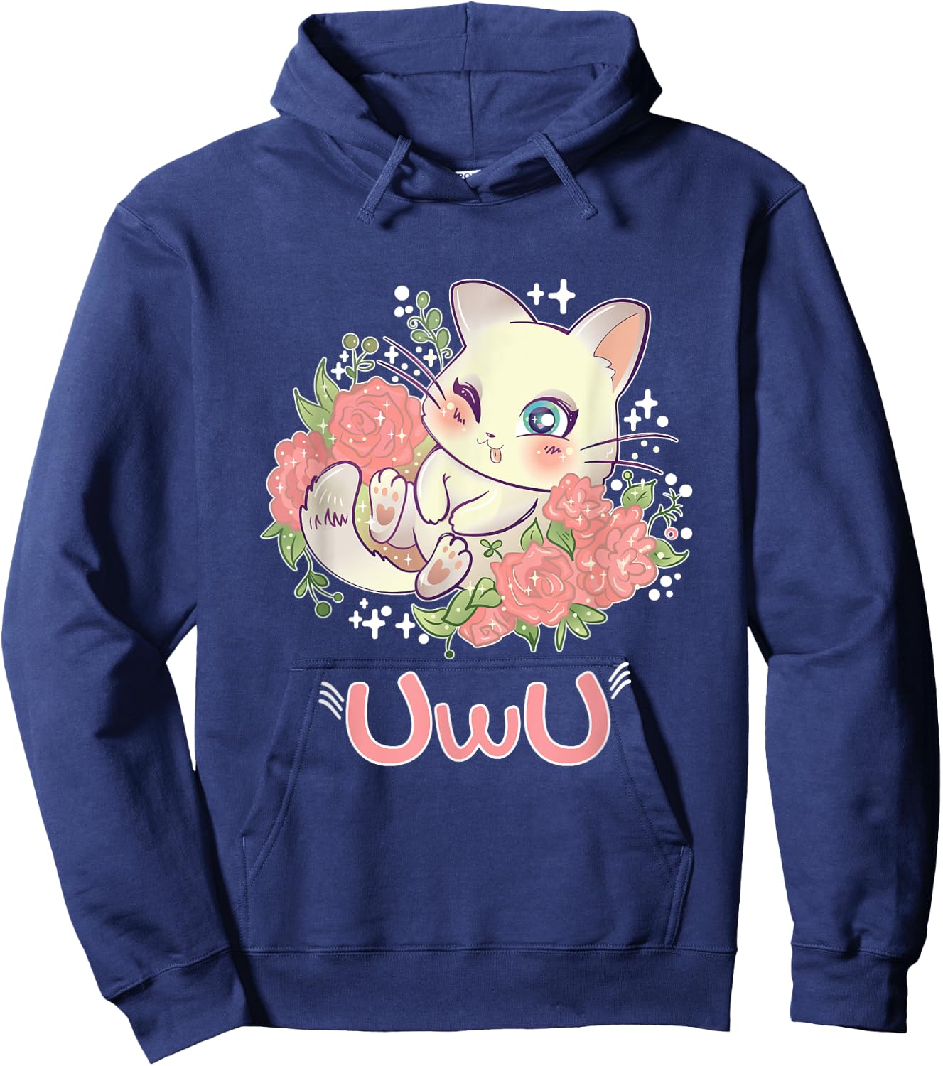 Kawaii I UwU Cat I Kawaii Meme Cute Japan Anime Kitten Hoodie - Hoodie | Navy
