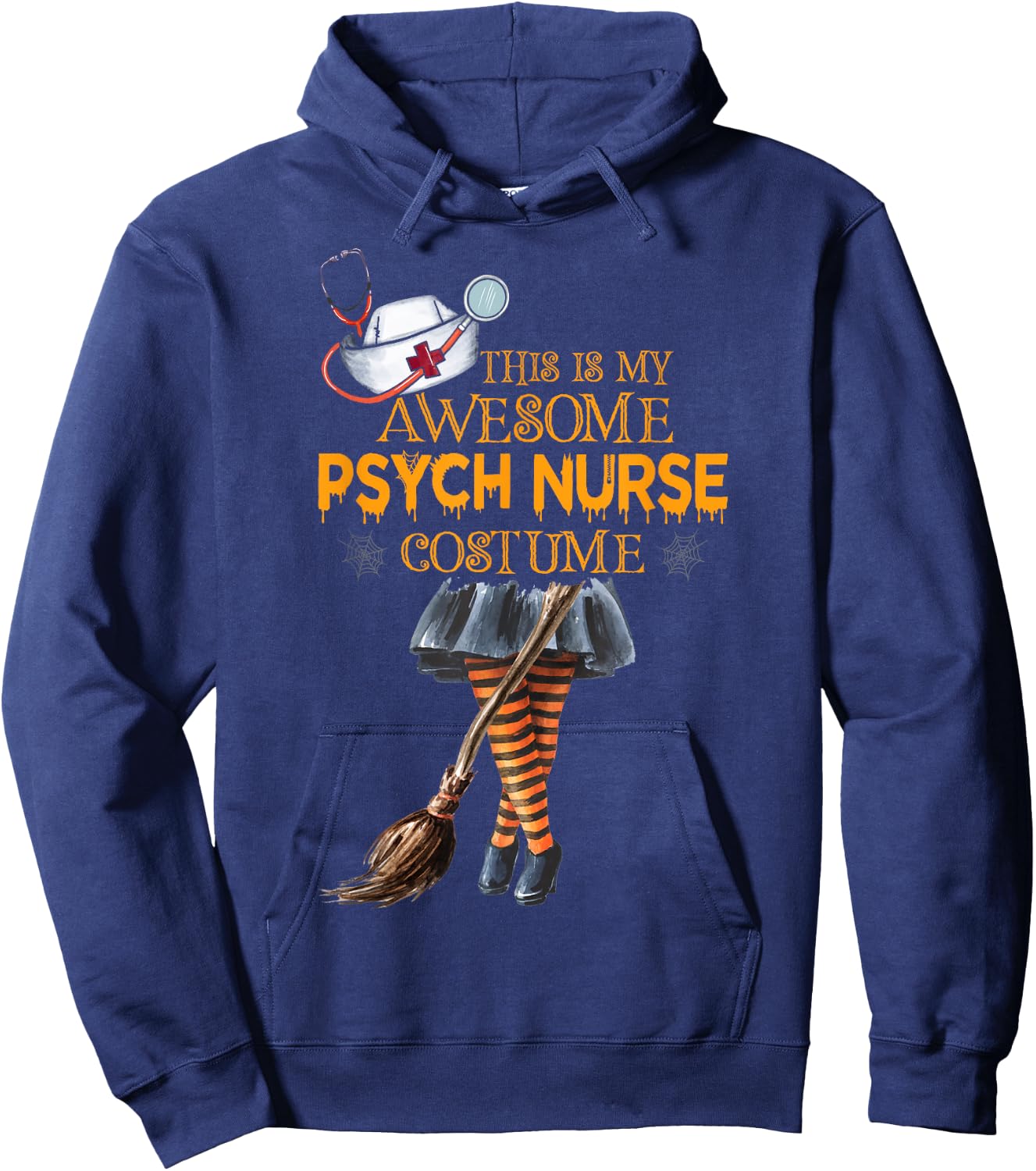 Psych Nurse Costume Witch Halloween Psychiatric Nursing Hoodie - Hoodie | Navy