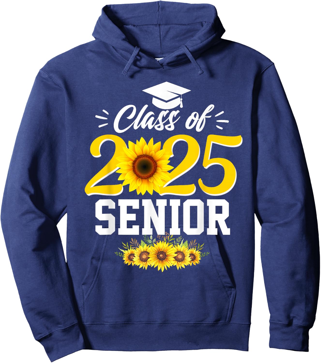 Class of 2025 senior girl floral sunflower senior 2025 Hoodie - Hoodie | Navy