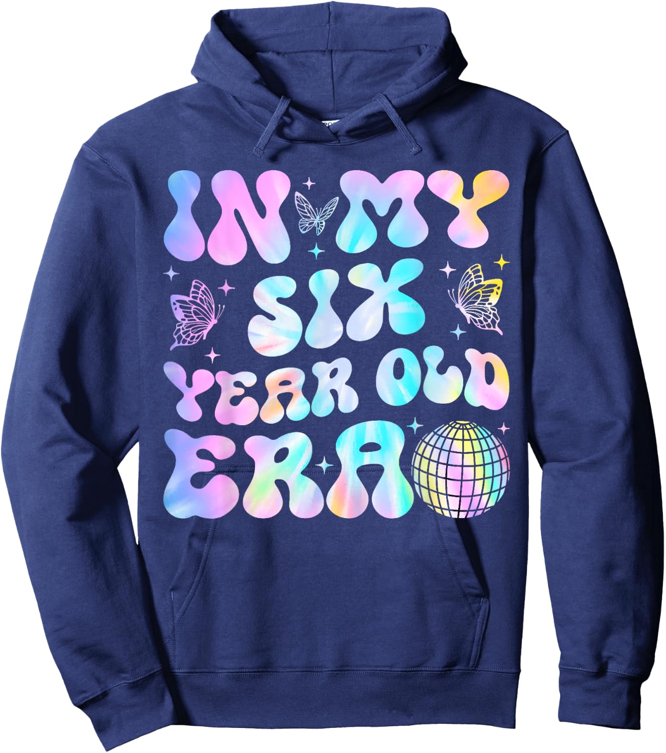 Groovy In My Six Year Old Era Girl 6th Birthday 6 Yrs Old Hoodie - Hoodie | Navy