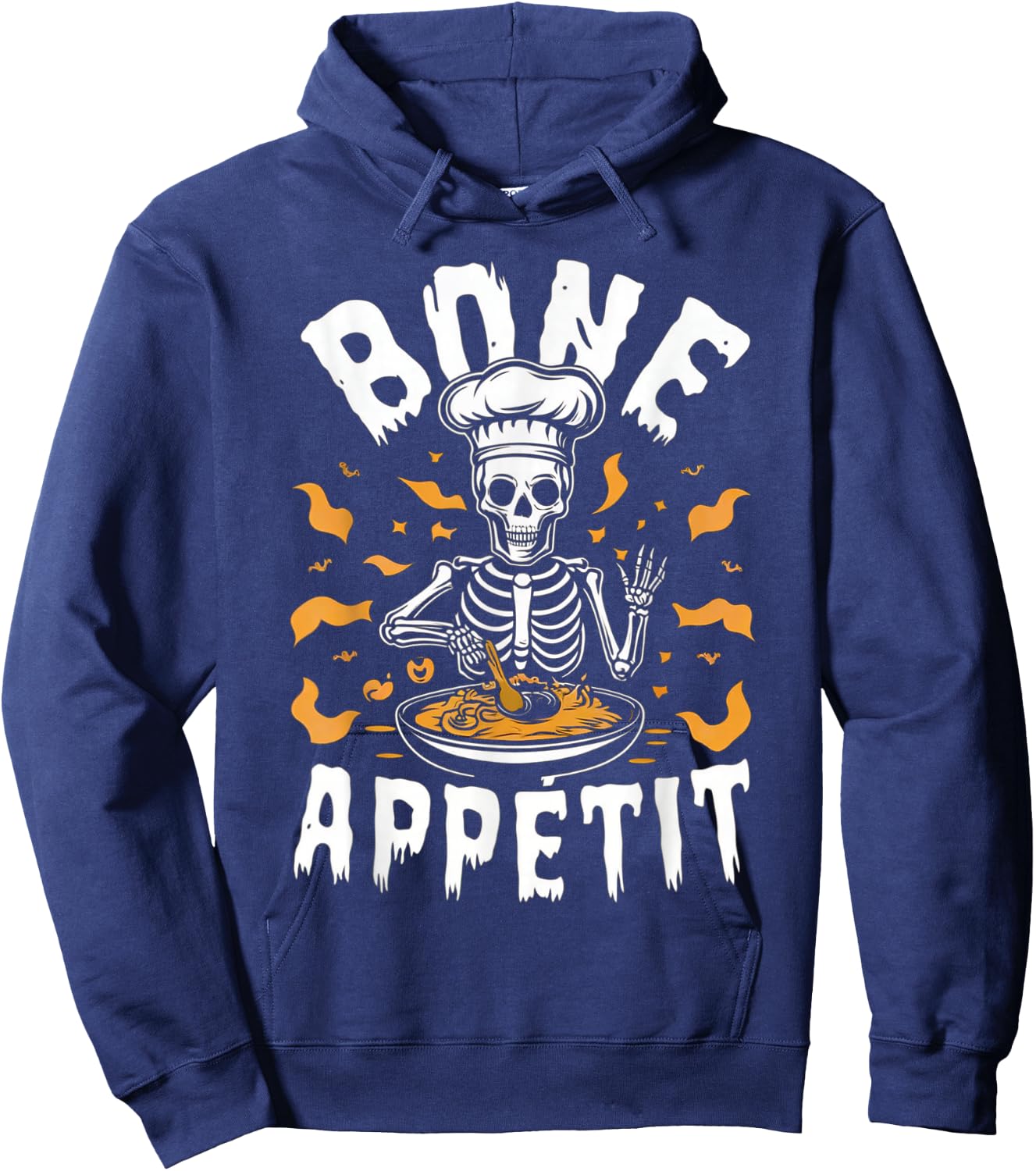 Bone Appetit Skeleton Chef Halloween Shirt Cooking Cute Cook Hoodie - Hoodie | Navy