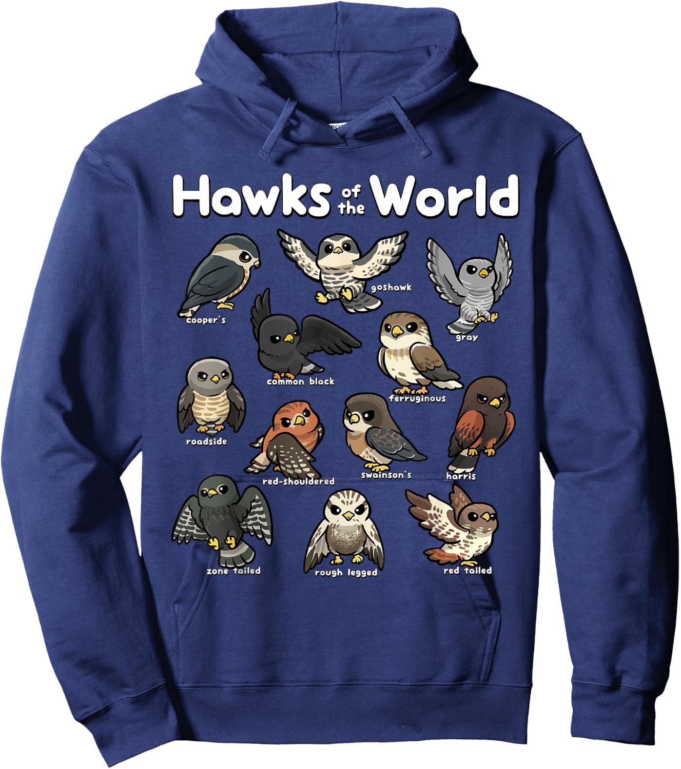 Hawk Shirt Kawaii Hawks of the World Falconry Hawk Animals Hoodie - Hoodie | Navy