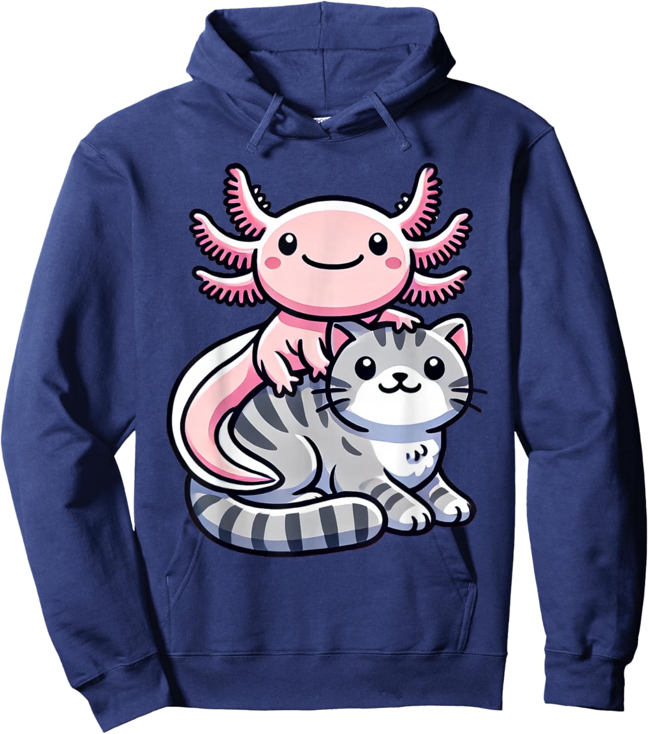 Anime Kawaii Axolotl Cat Kitten Hoodie - Hoodie | Navy