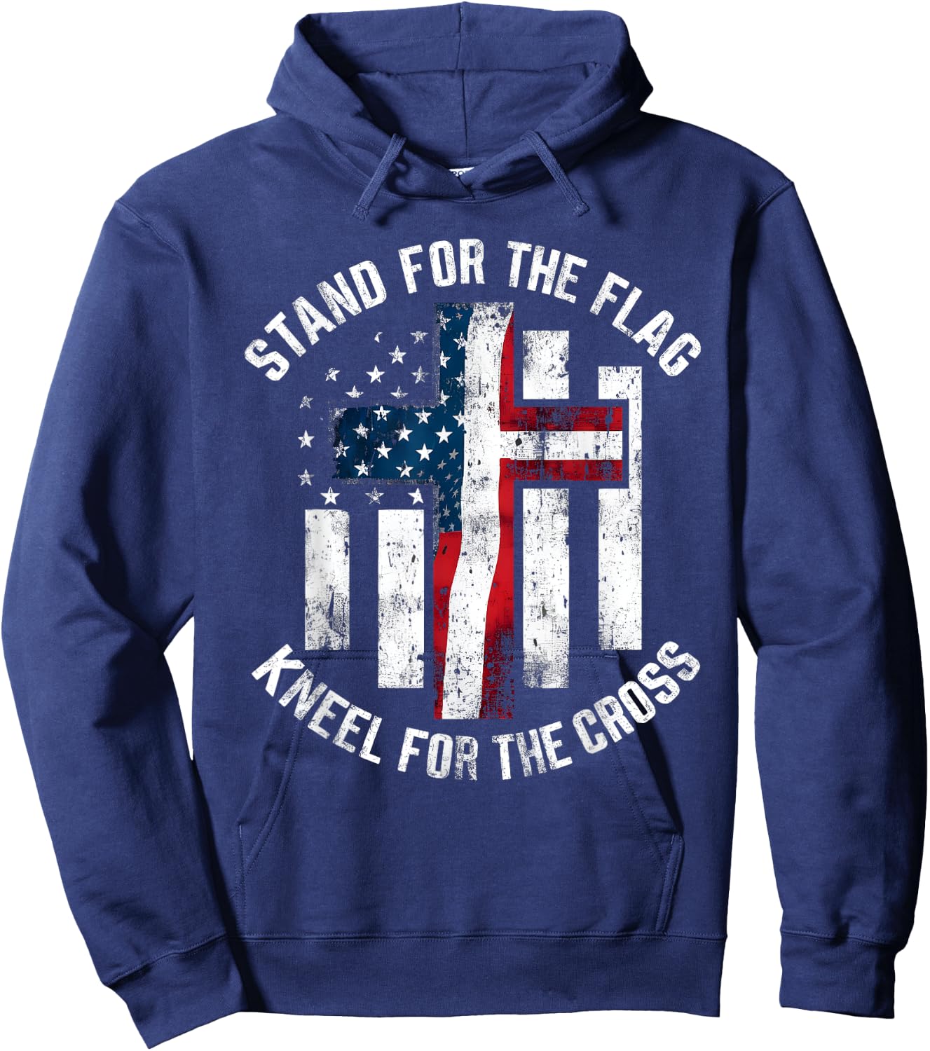 USA Flag Religious Quote 4th of July Christian Faith Men Hoodie - Hoodie | Navy