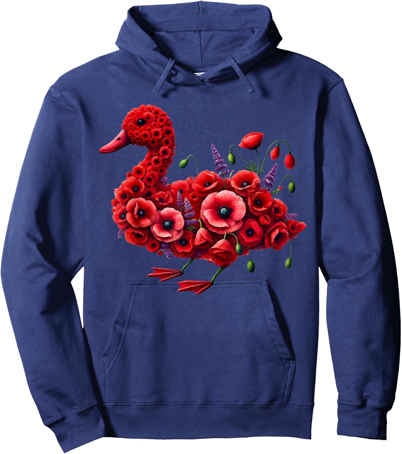 Poppy Duck Flower Gardening Floral Hoodie - Hoodie | Navy