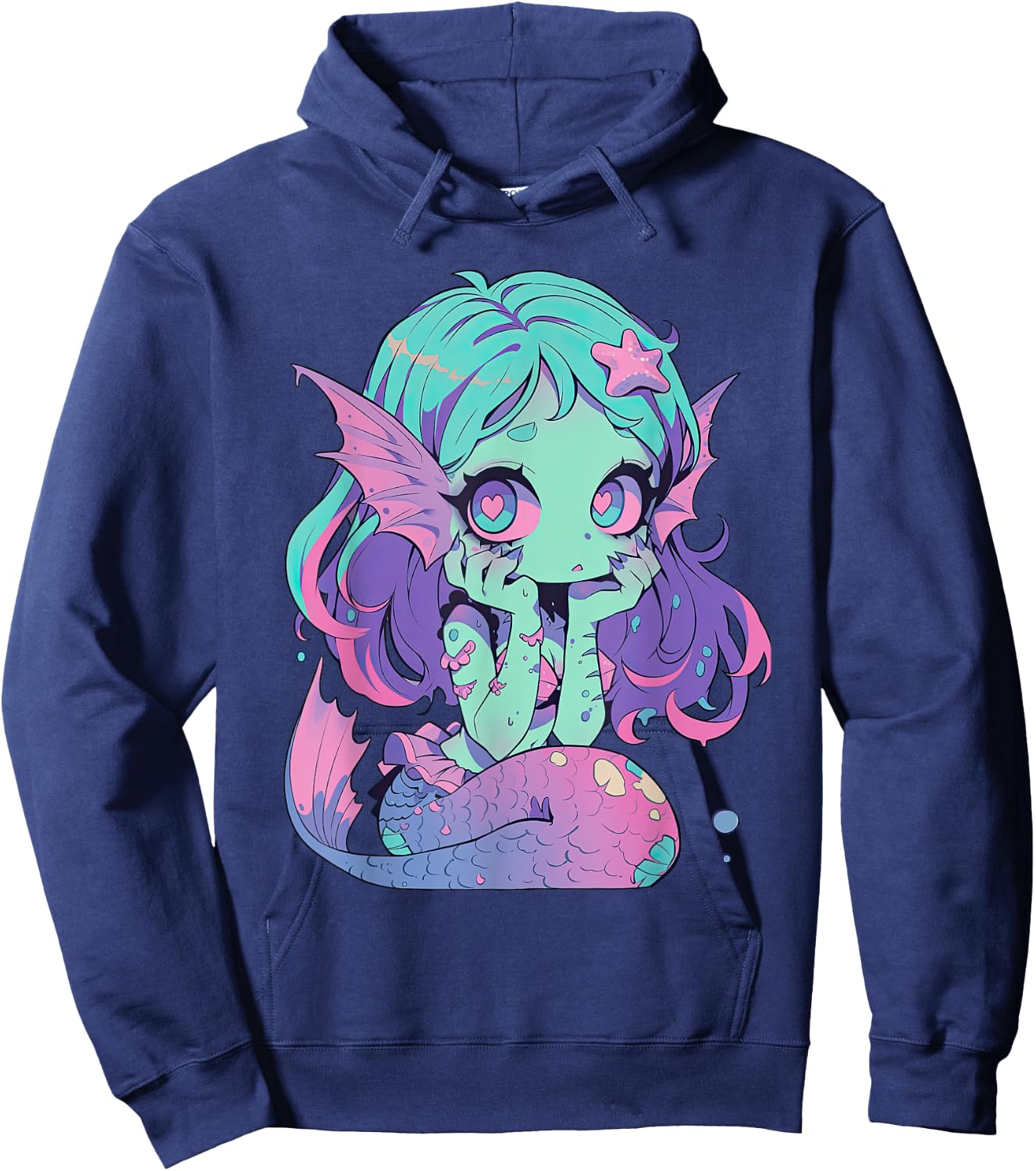 Kawaii Pastel Goth Creepy Cute Witchy Zombie Mermaid Hoodie - Hoodie | Navy