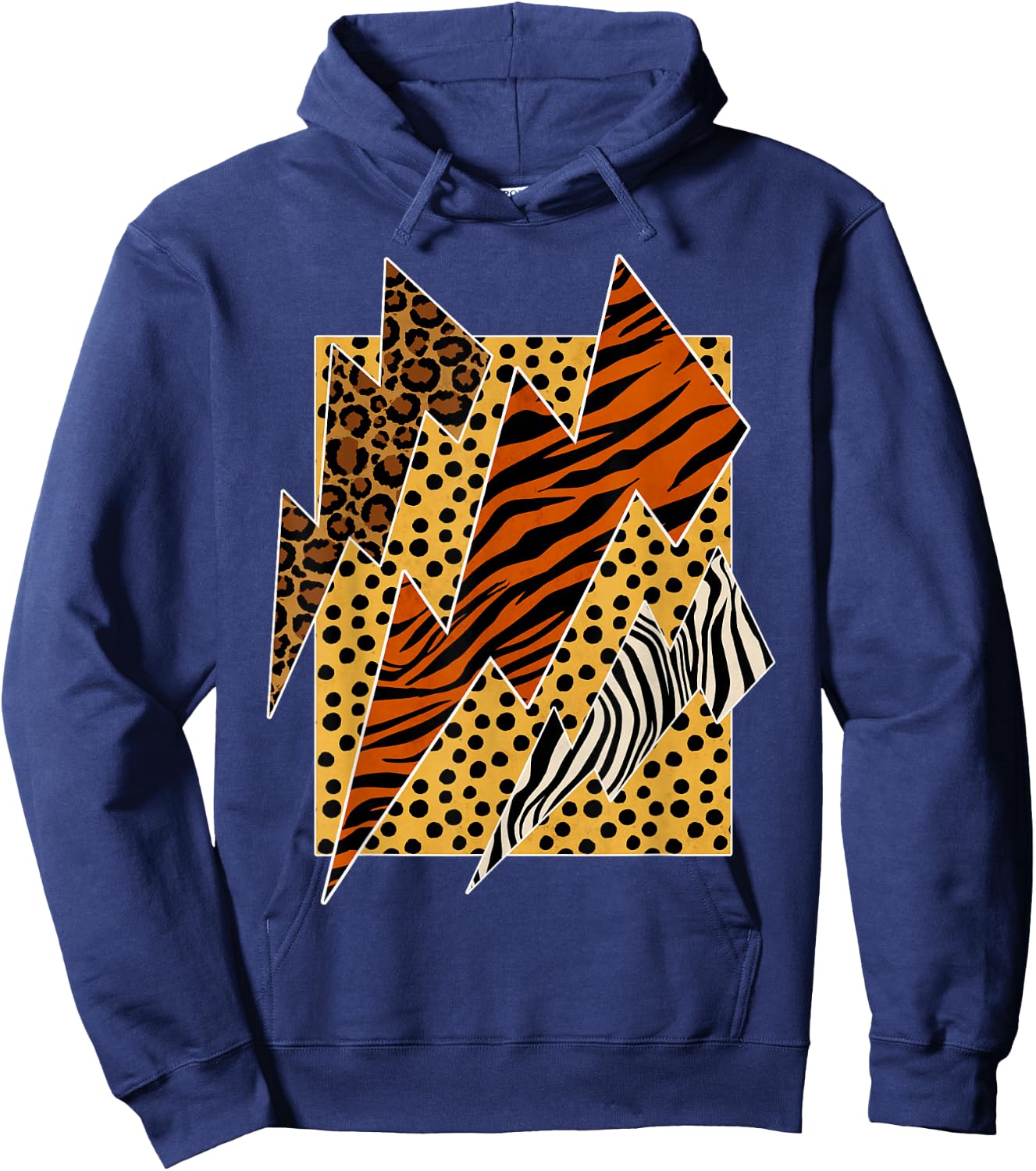 Leopard Tiger Cheetah Zebra Lightning Animal Print Shirt Hoodie - Hoodie | Navy