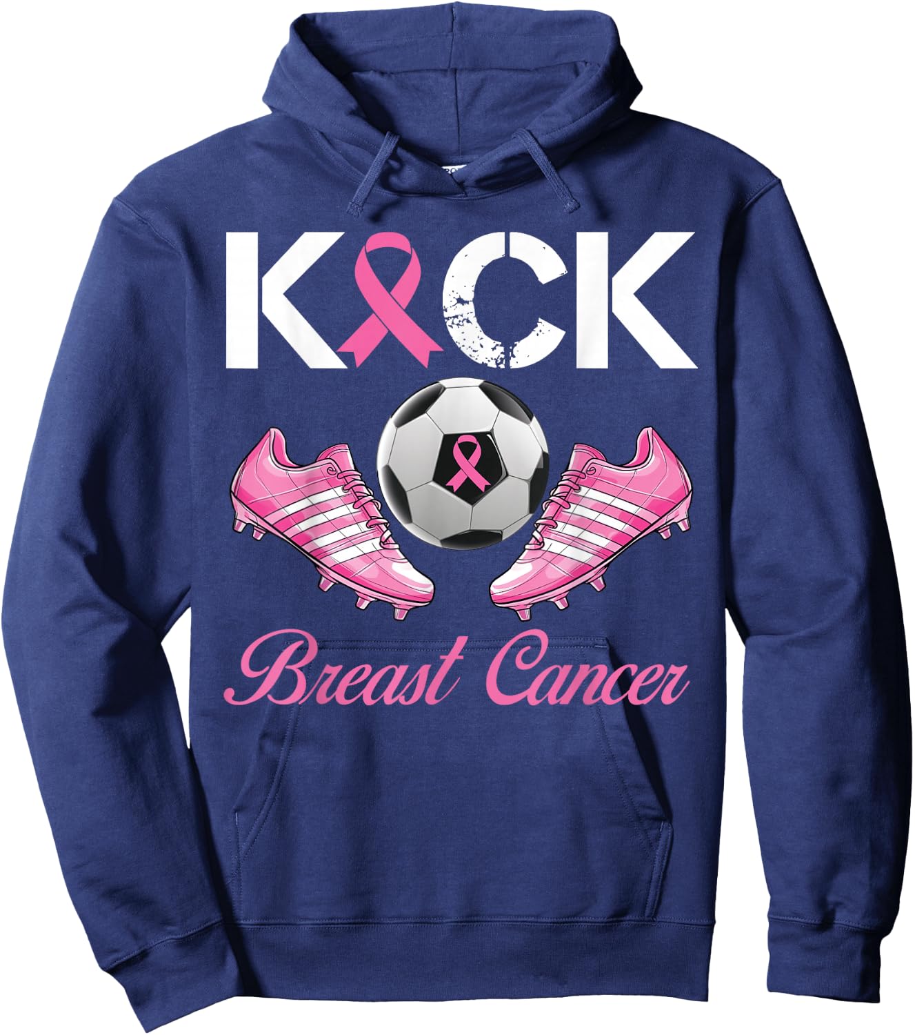 Kick Breast Cancer Soccer Breast Cancer Awareness Pink Hoodie - Hoodie | Navy