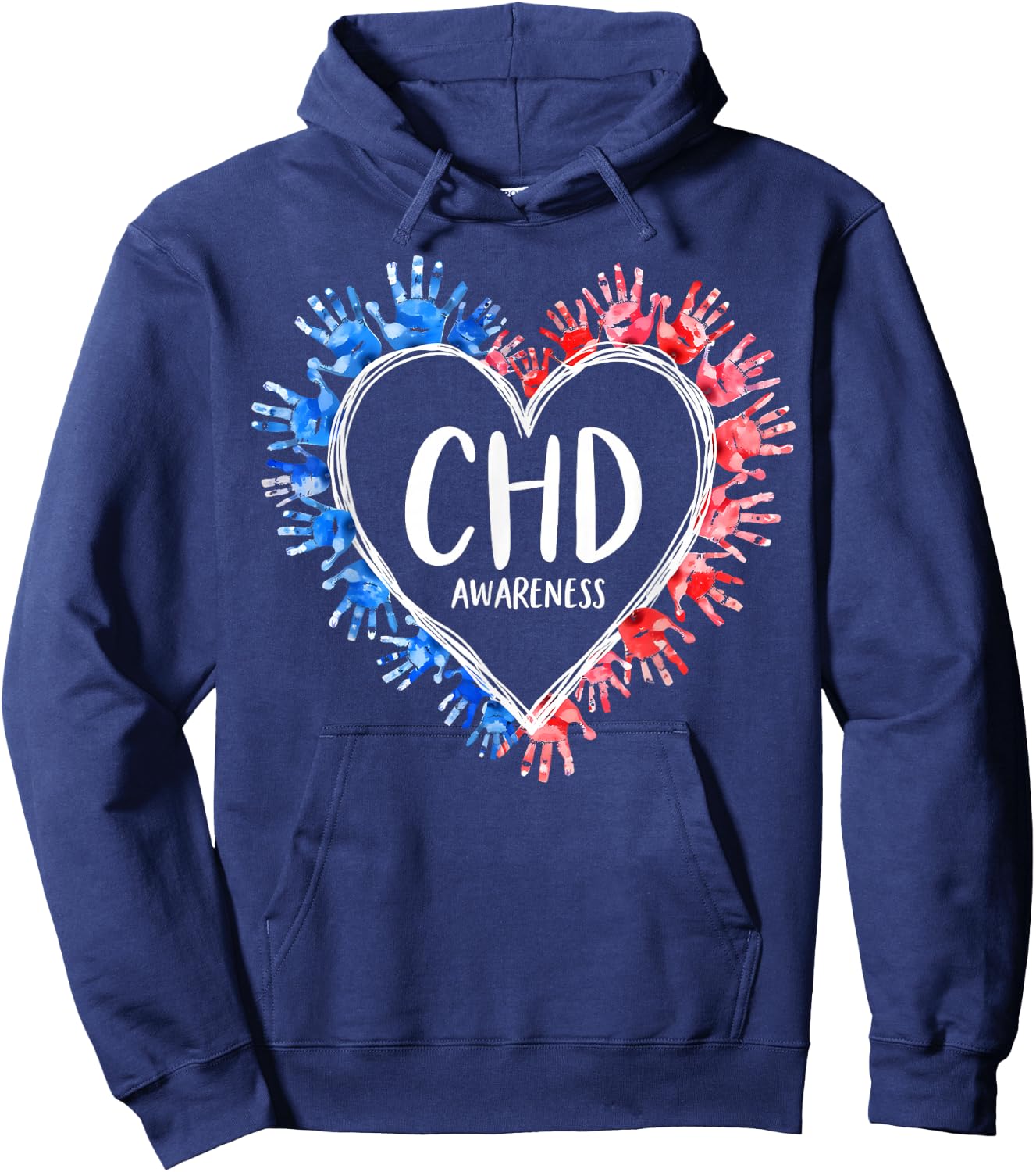 CHD Congenital Heart Defect Awareness Month Wear Red For CHD Hoodie - Hoodie | Navy