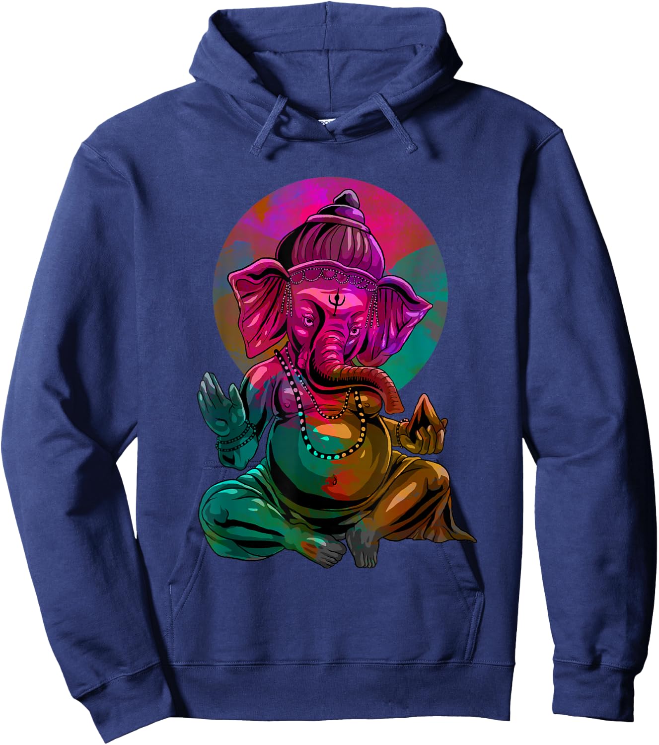 Psychedelic Ganesha Elephant - Spiritual Hindu Art Hoodie - Hoodie | Navy