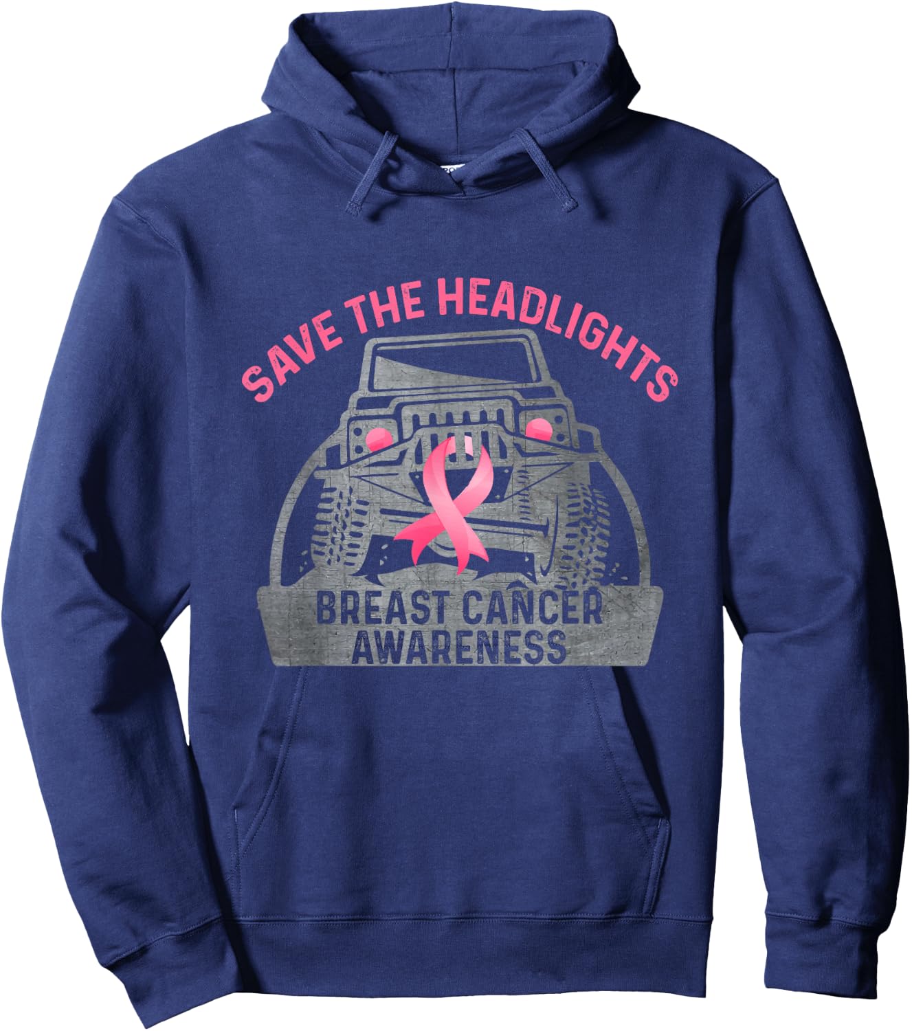 Save The Headlights Breast Cancer Awareness Hoodie - Hoodie | Navy