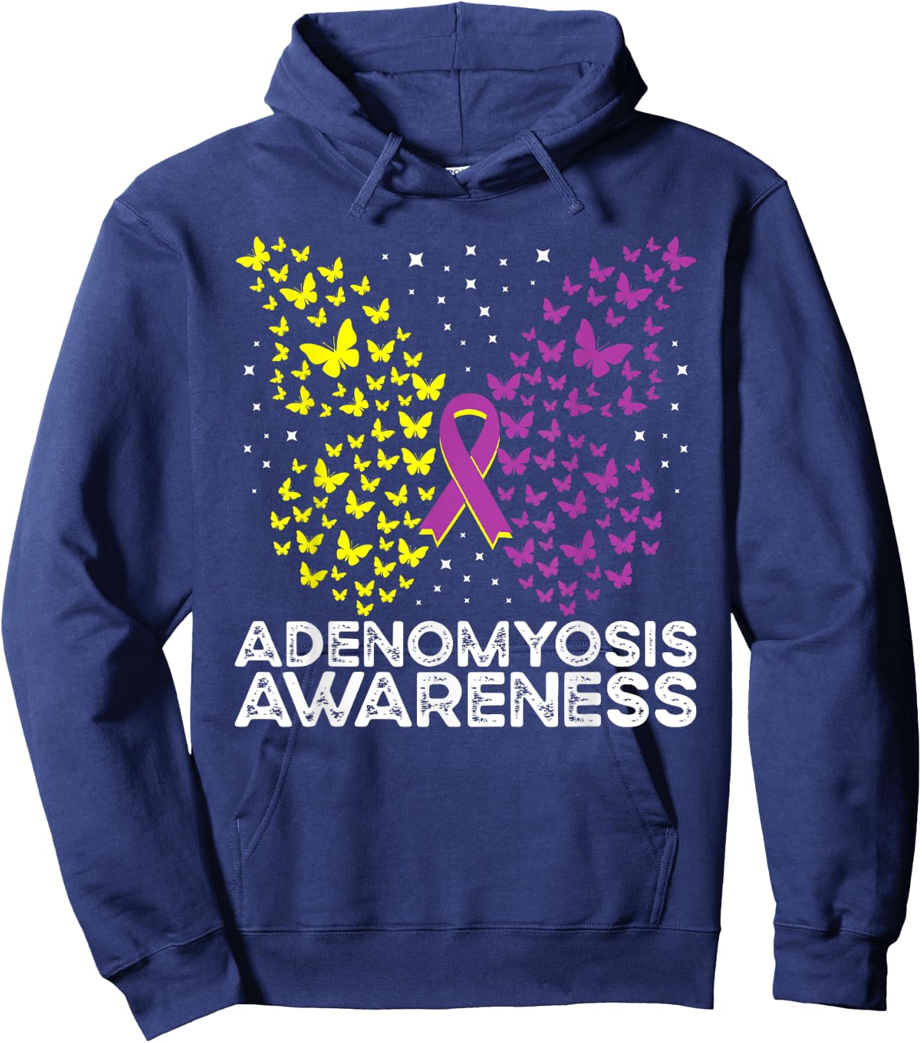 Adenomyosis Awareness Adenomyosis Butterfly Hoodie - Hoodie | Navy