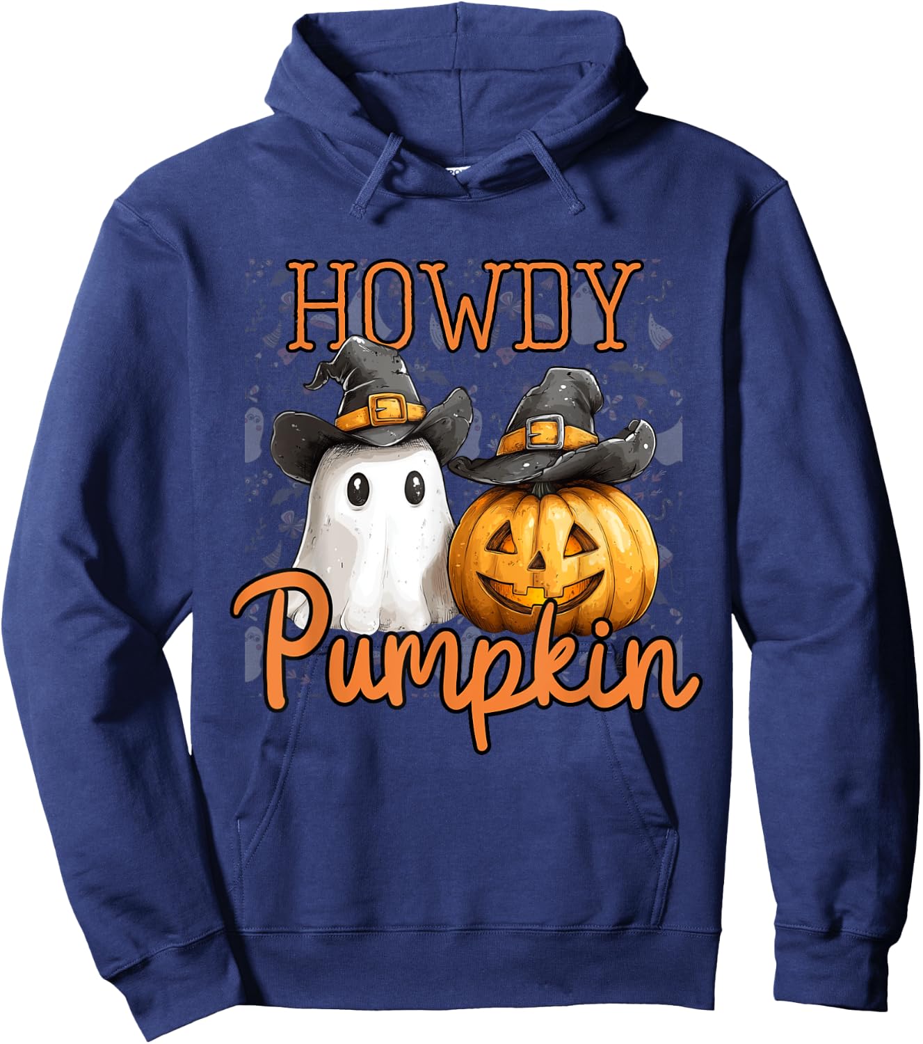 Retro Howdy Pumpkin Cowboys Funny Pumpkin Country Halloween Hoodie - Hoodie | Navy