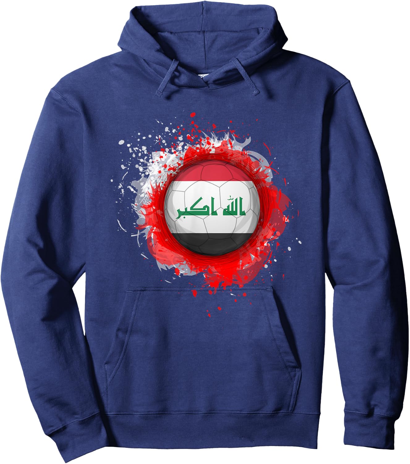 Proud Heritage Iraq Flag Soccer Ball Hoodie - Hoodie | Navy