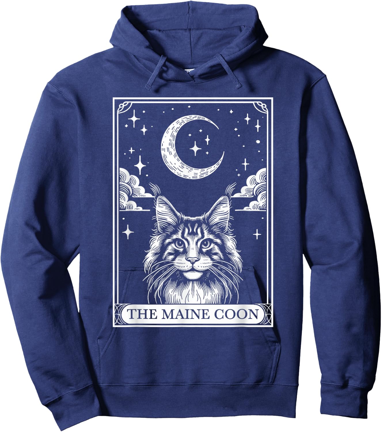 Tarot Card Vintage Crescent Moon MaineCoon Cat Mom Cat Lover Women Kids Hoodie - Hoodie | Navy