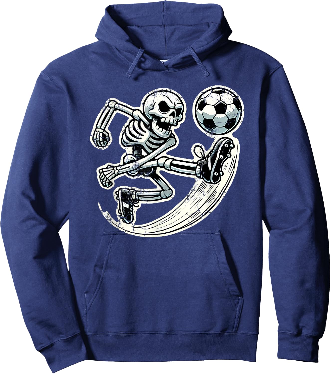 Halloween Skeleton Soccer Player Spooky Kicking Action Hoodie - Hoodie | Navy