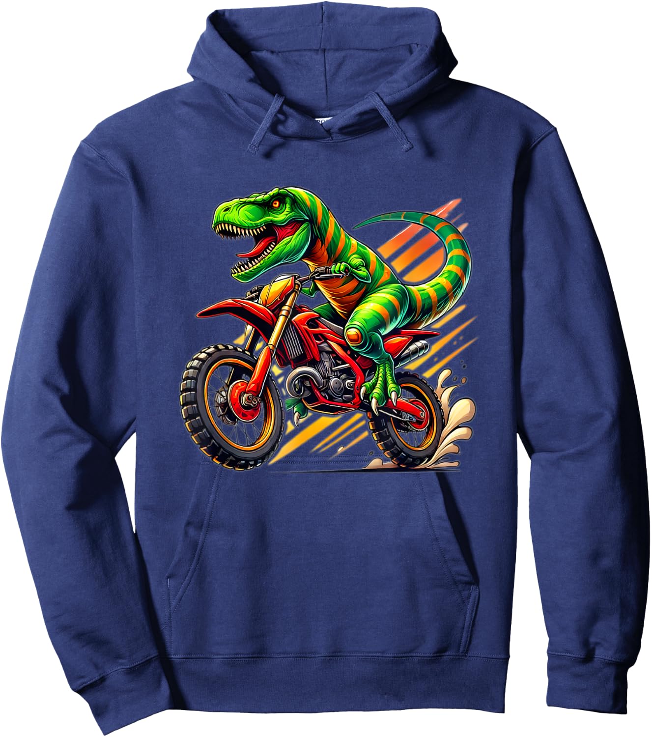 Funny Dirt Bike Boys Kids Dinosaur Motorcycle Riding Hoodie - Hoodie | Navy