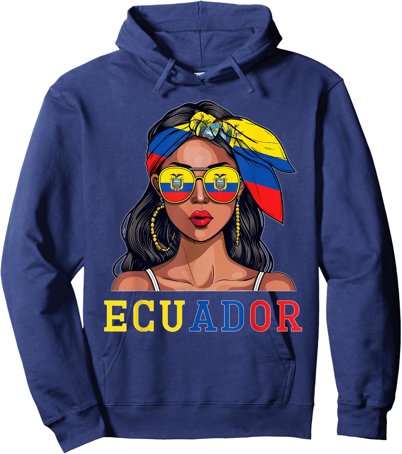 Ecuadorian Souvenirs Products Woman Flag Roots Ecuador Hoodie - Hoodie | Navy