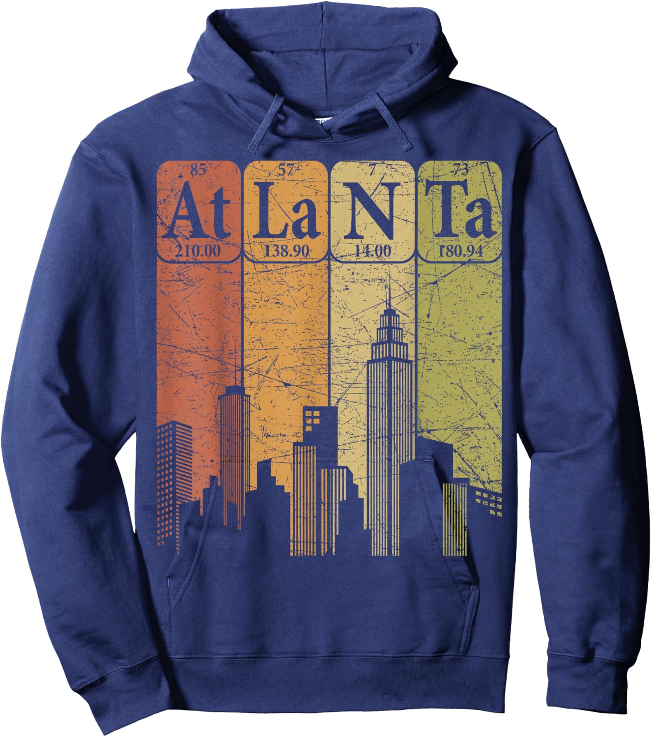Atlanta Periodic Table Elements Atlanta Skyline Retro Hoodie - Hoodie | Navy