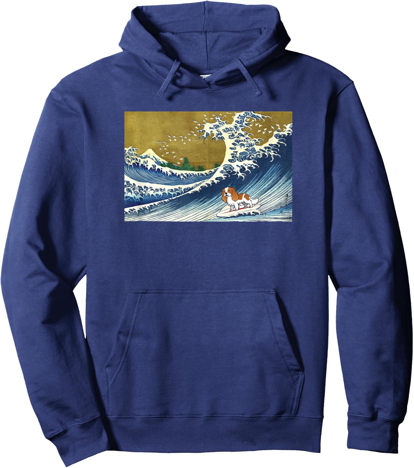 Funny Retro Vintage Surfing Wave Cavalier Spaniel Dog Lover Hoodie - Hoodie | Navy