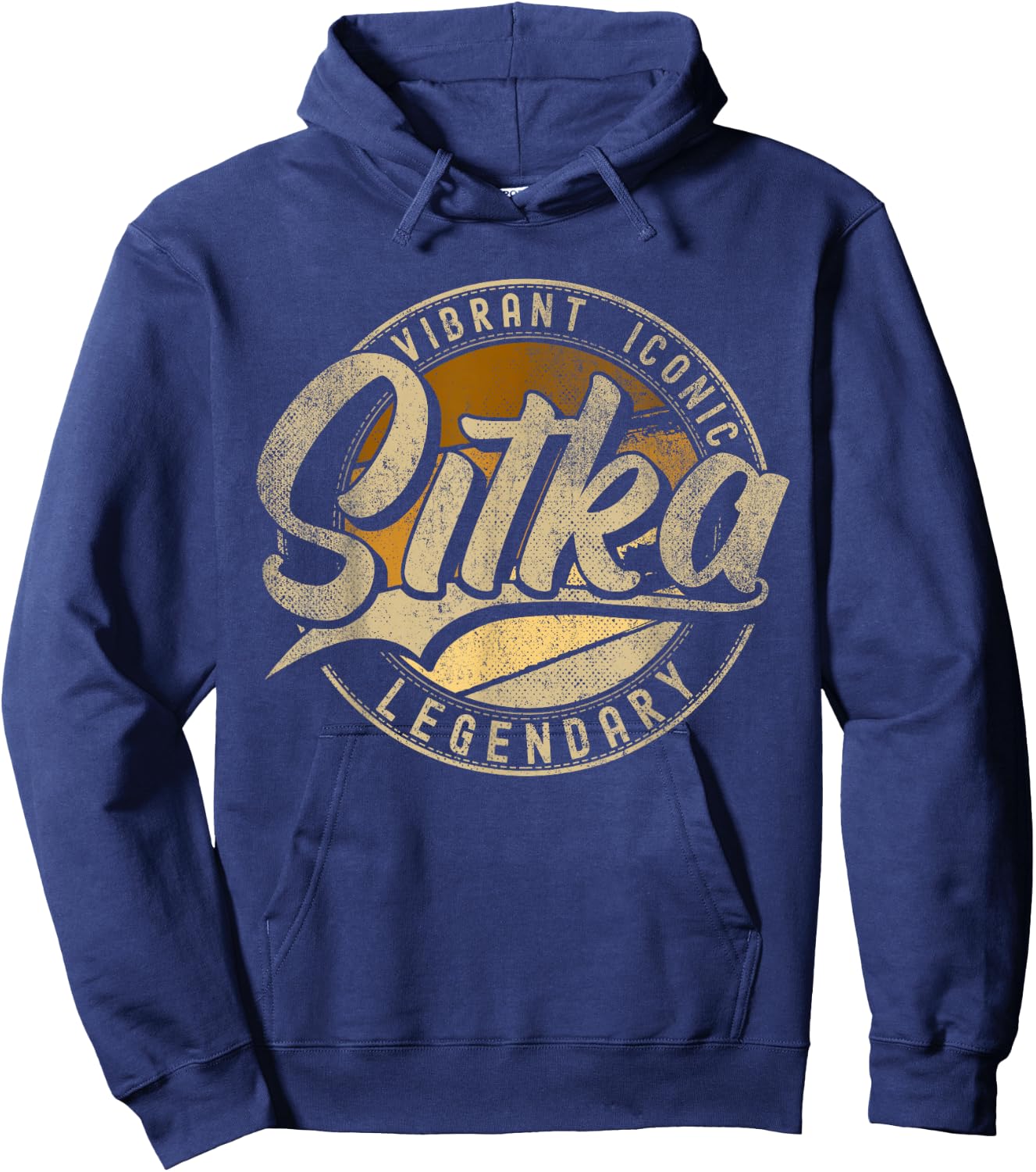 Sitka AK | Alaska | Vintage Distressed Hoodie - Hoodie | Navy
