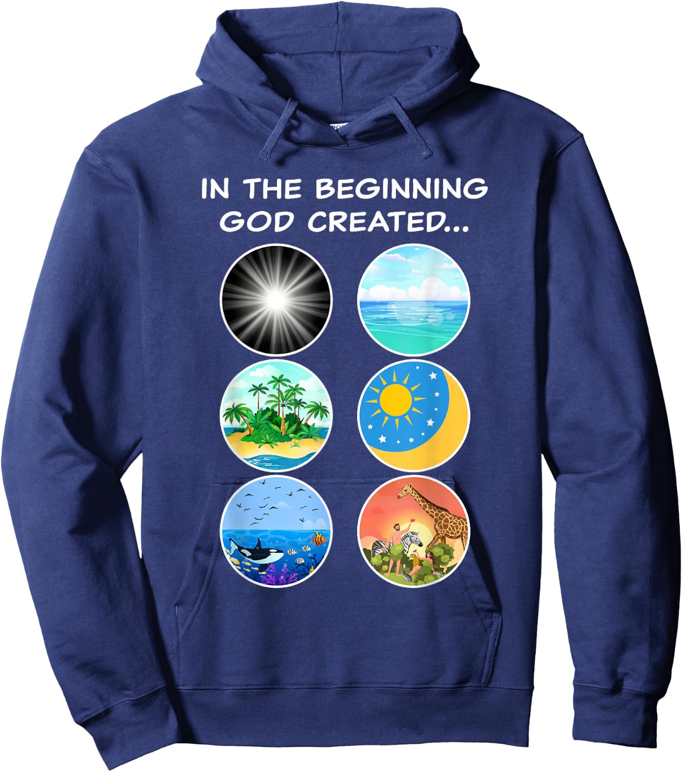 In The Beginning GOD Created: School Teacher & Kids Creation Hoodie - Hoodie | Navy