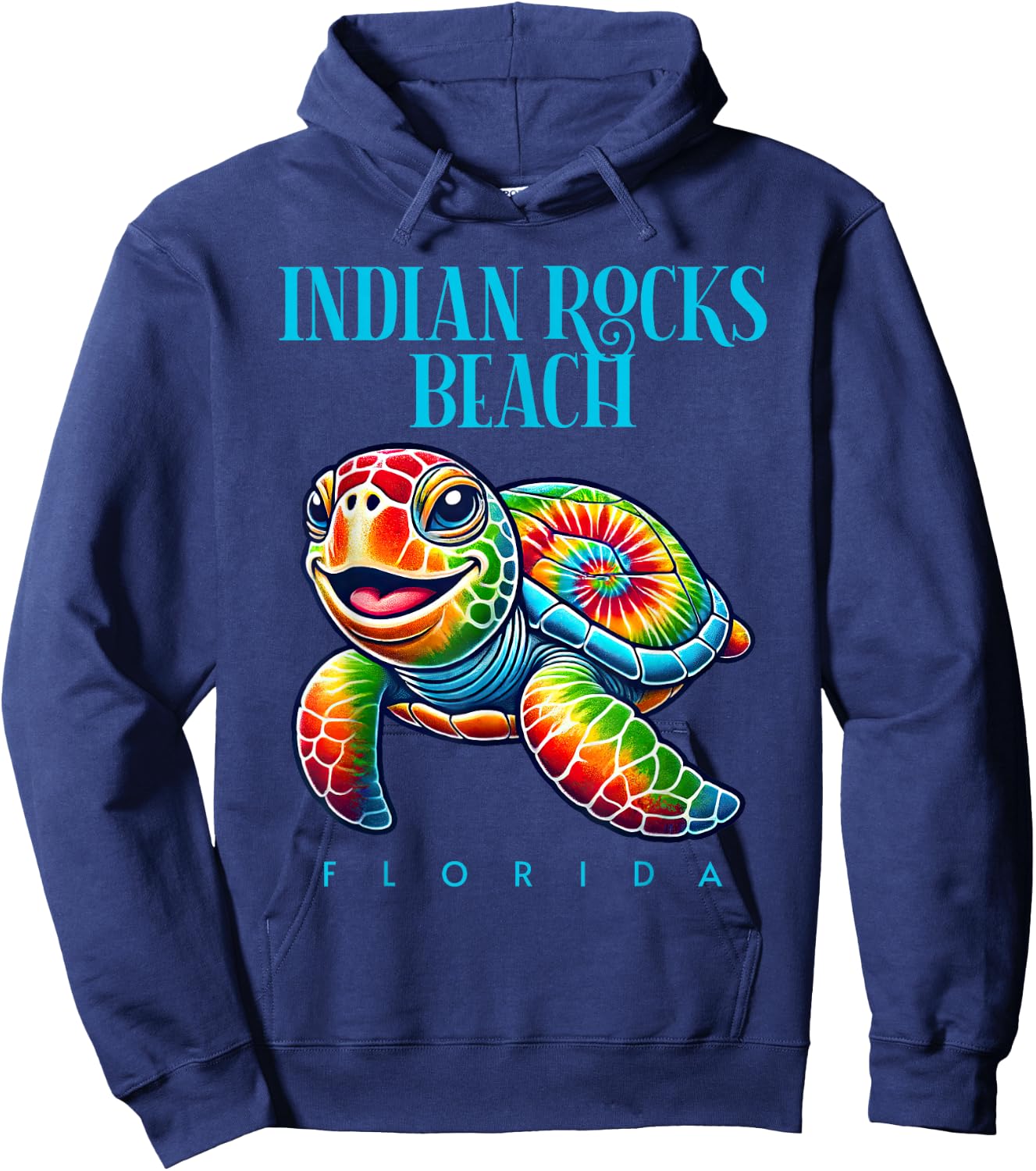 Indian Rocks Beach Florida Smiling Tie Dye Sea Turtle Hoodie - Hoodie | Navy