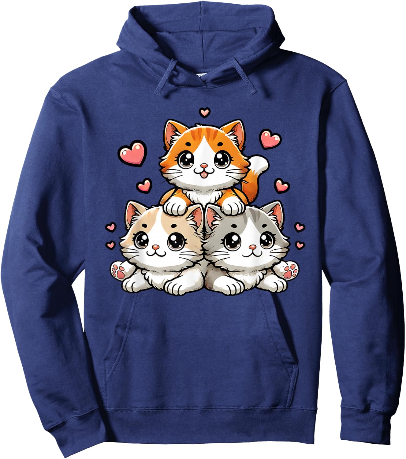 Cute Kawaii Cats Neko Funny Kitten Cat Lover Gift Women Girl Hoodie - Hoodie | Navy