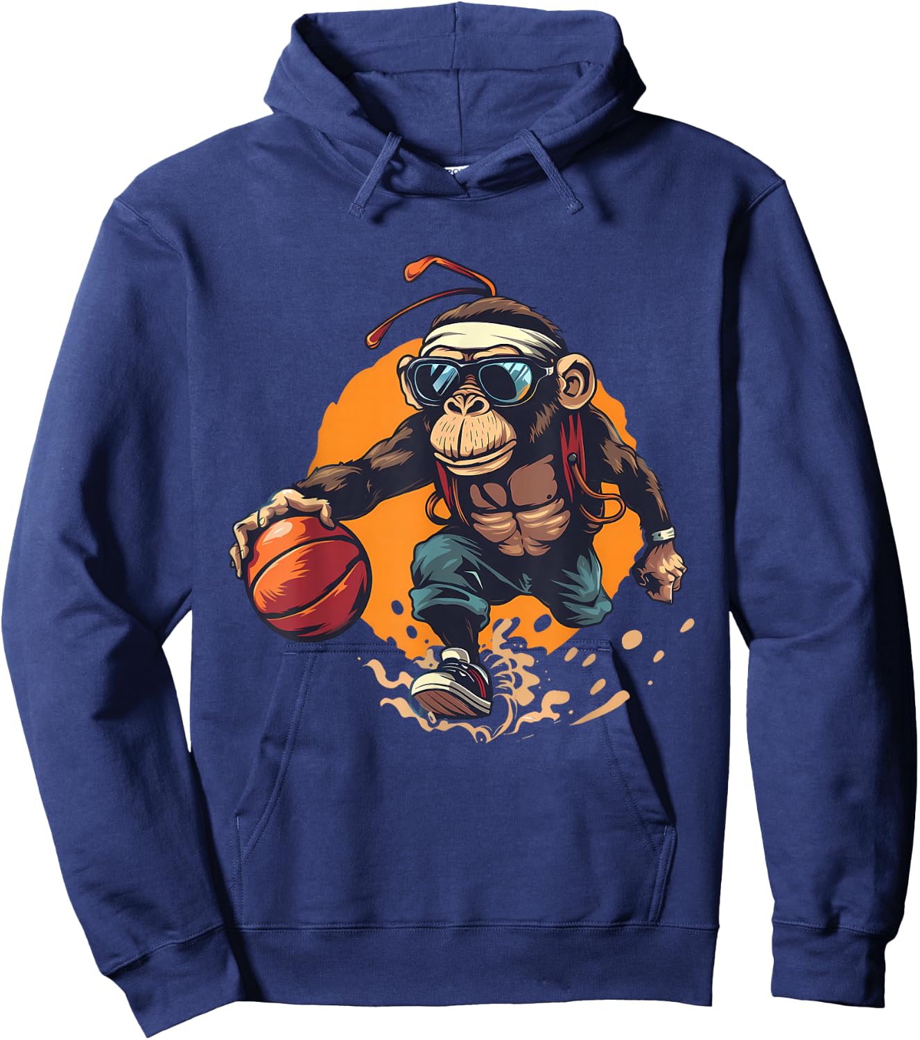Basketball Monkey Artwork Colourful Basketball Player Hoodie - Hoodie | Navy