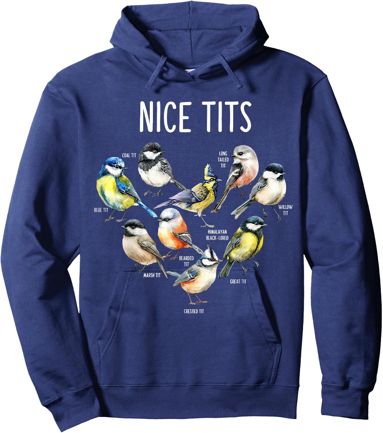 Retro Funny Nice Tits Birds Birdwatcher Bird Watching Humor Hoodie - Hoodie | Navy