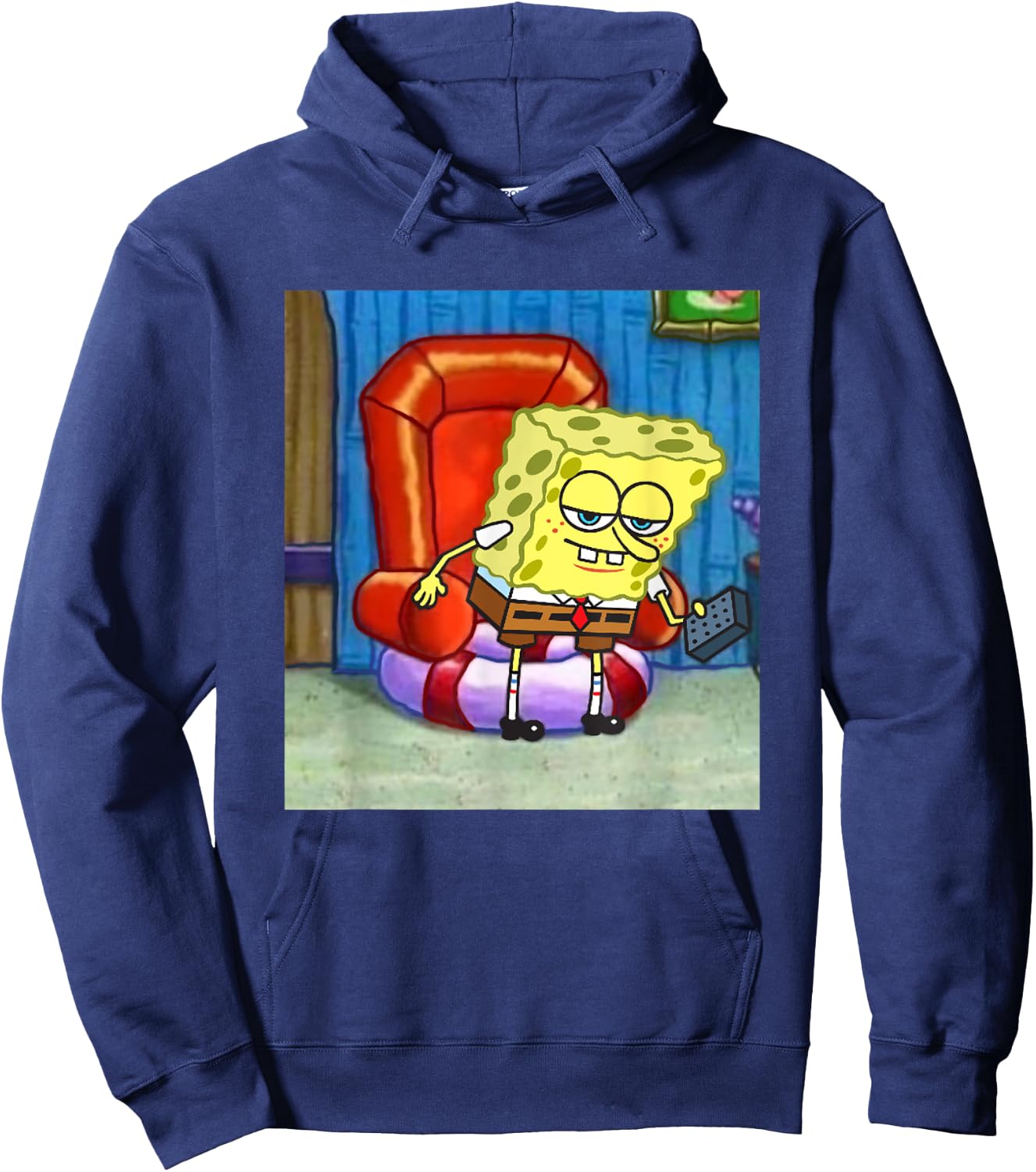 SpongeBob SquarePants Ight Imma Head Out Meme Frame Hoodie - Hoodie | Navy