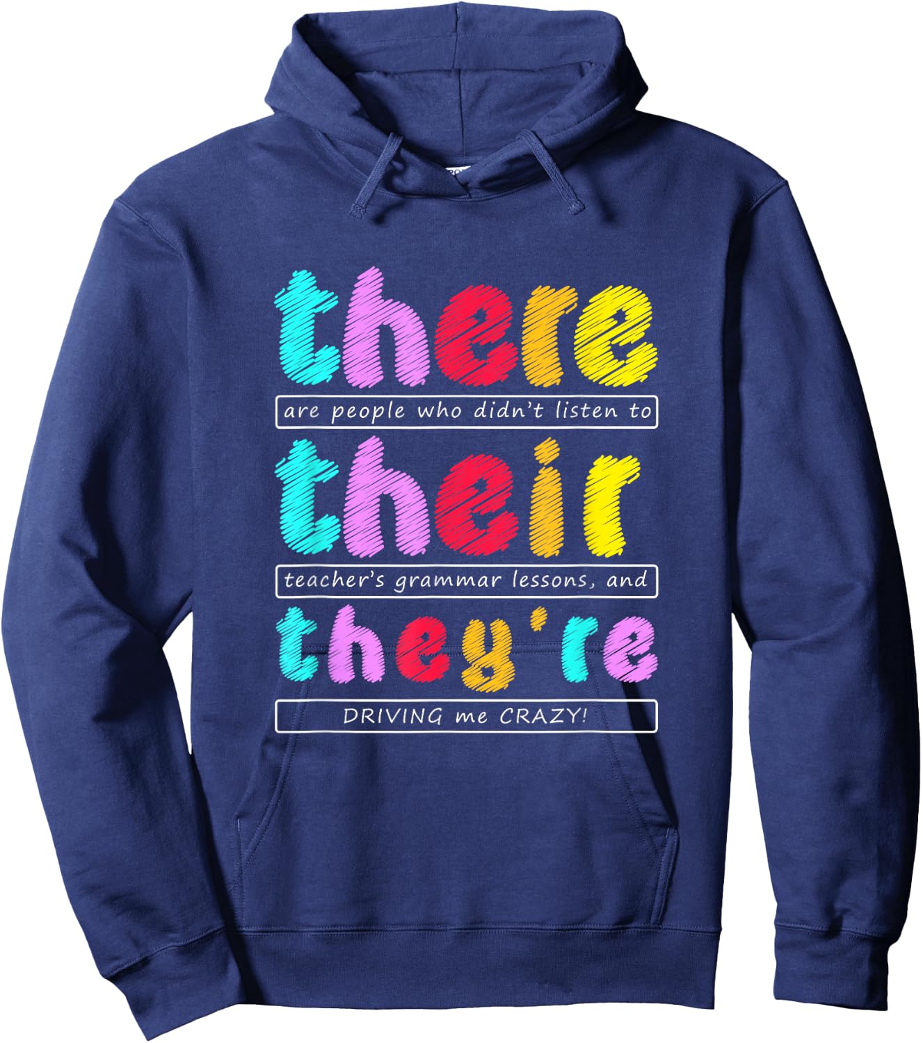 There Their They're Funny Quotes , Small, Black Hoodie - Hoodie | Navy