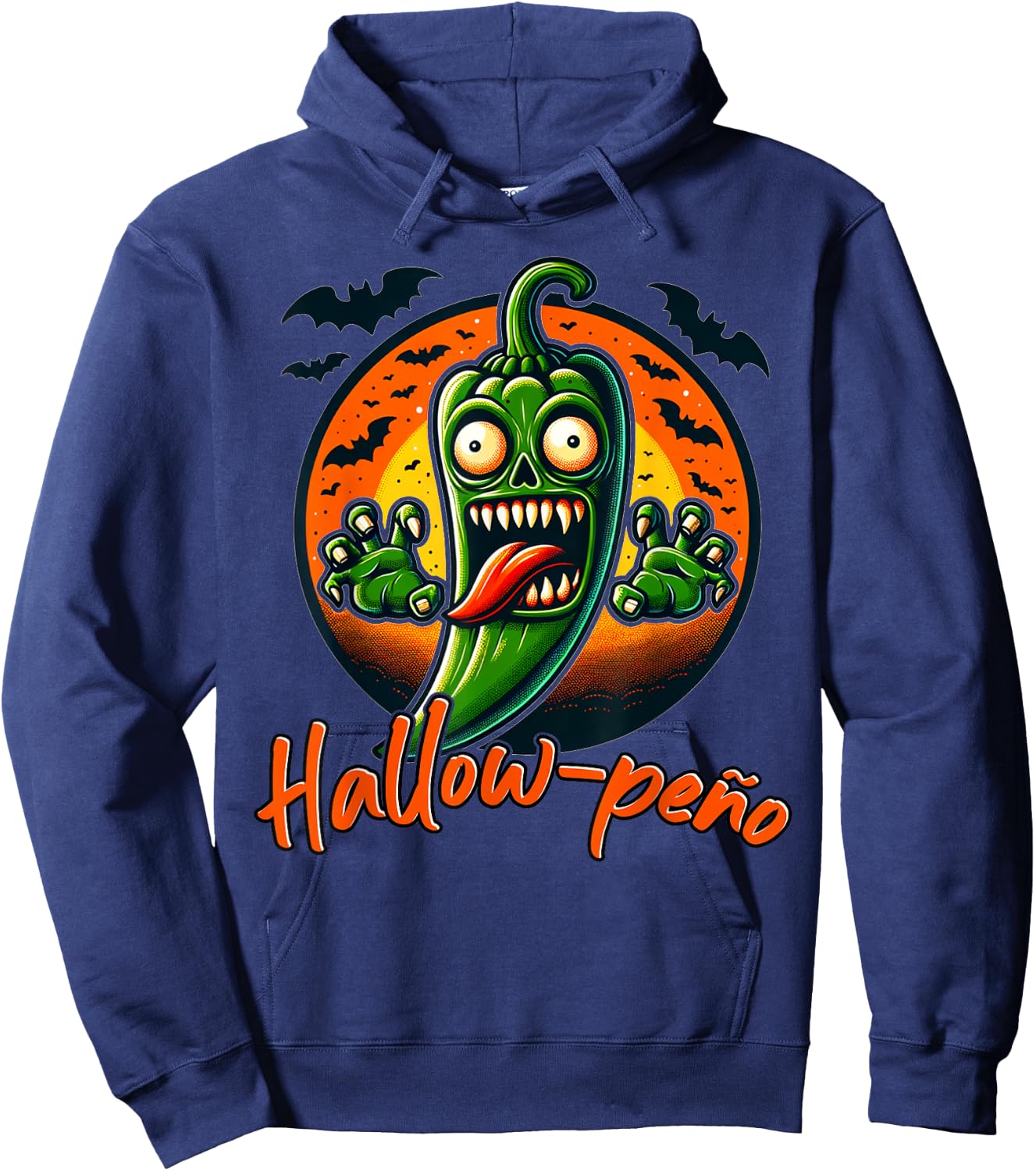 Jalapeno Ghost "Hallow-peno" Halloween Costume Hoodie - Hoodie | Navy