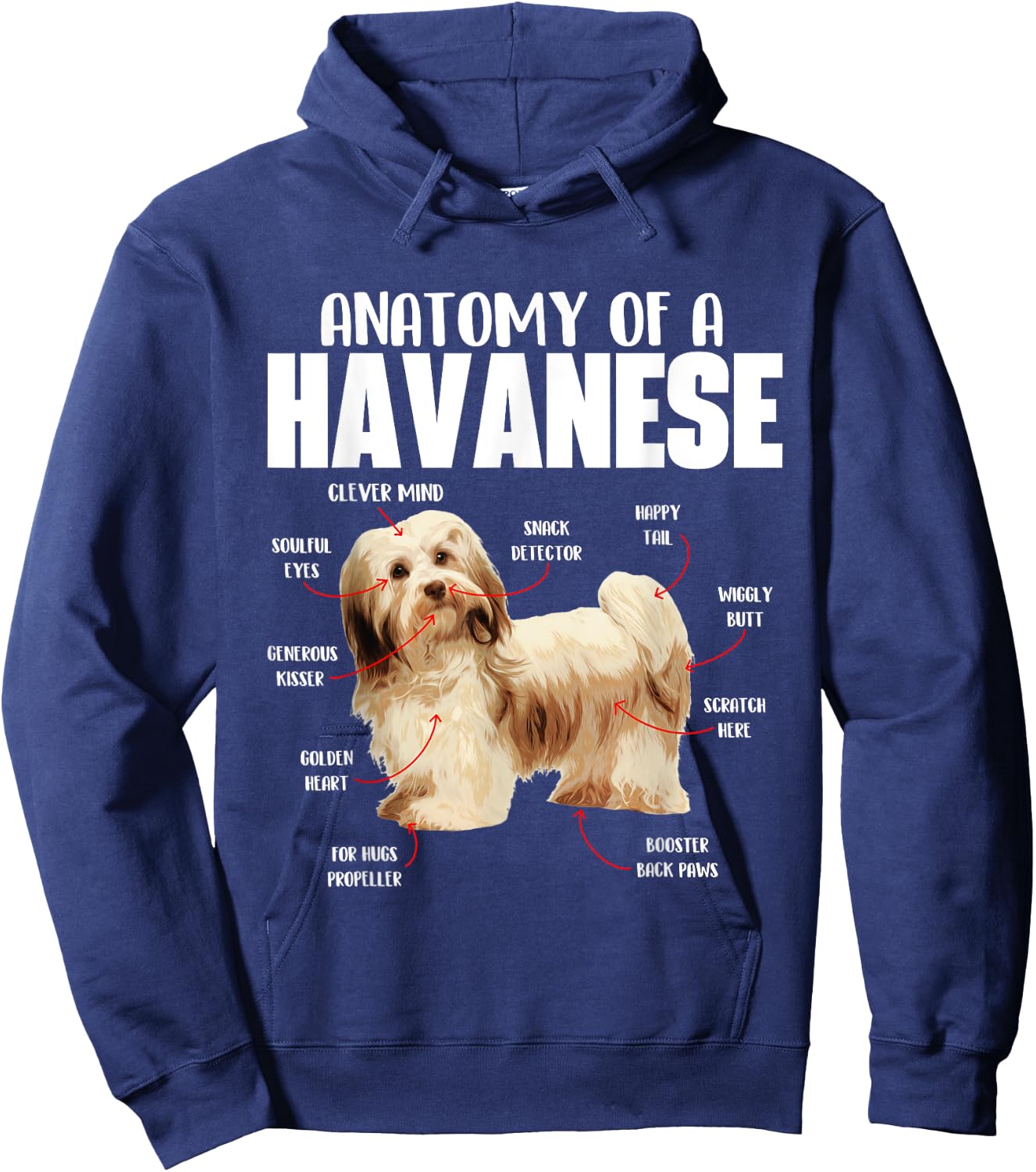 Havanese Dog Shirts Anatomy Of A Havanese - Cuban Havaneser Havanezer Hoodie - Hoodie | Navy