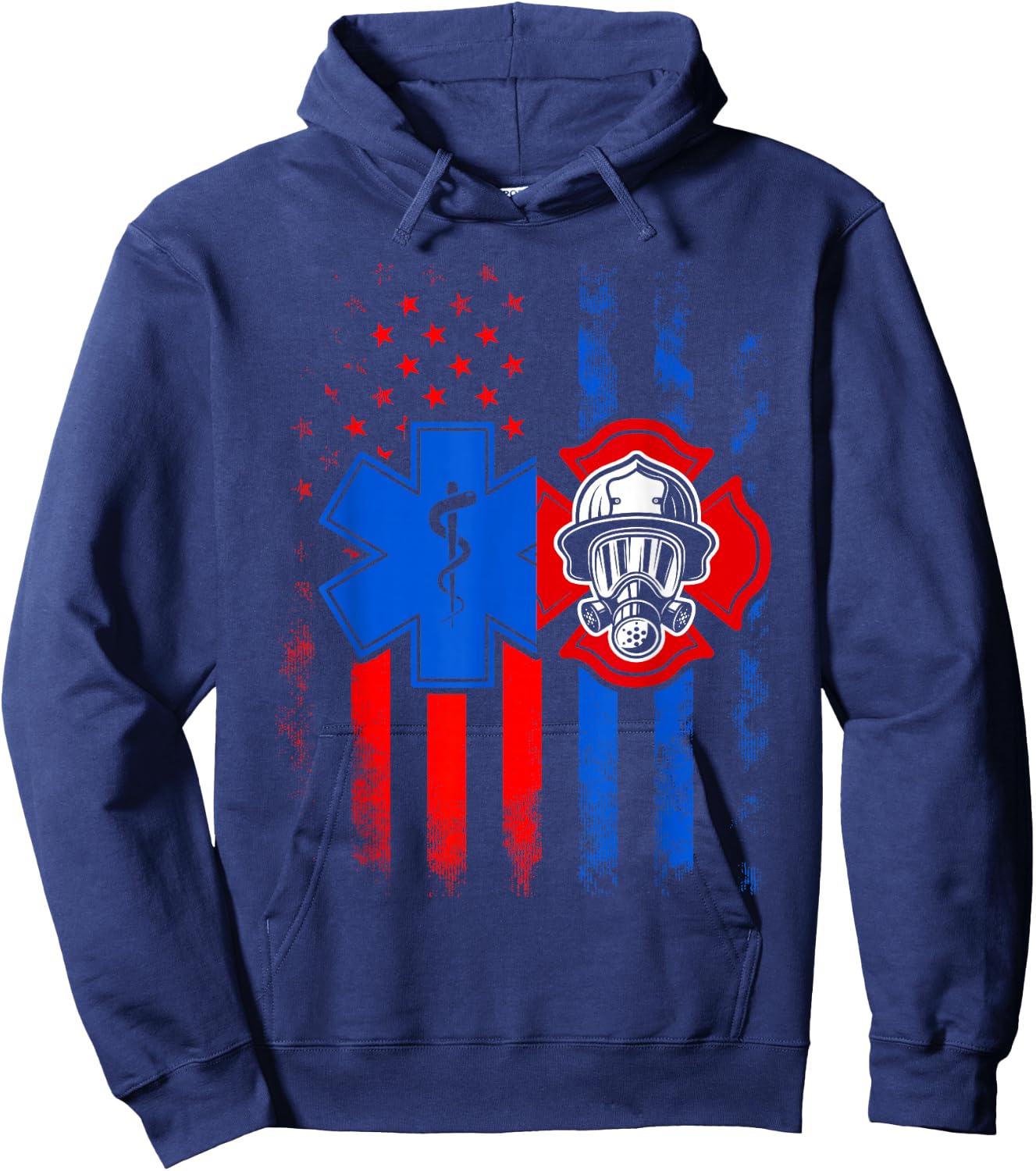 Patriotic Paramedic Firefighter EMT USA Flag EMS Hoodie - Hoodie | Navy