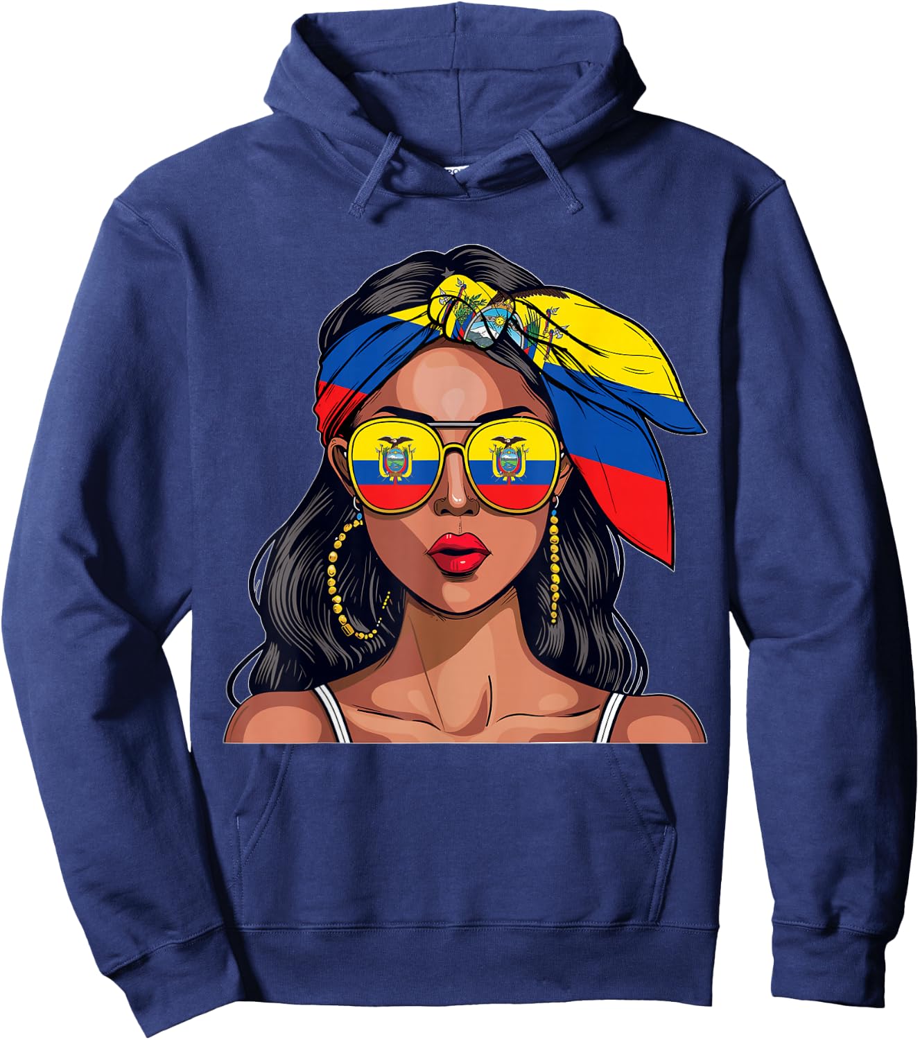 Ecuadorian Souvenirs Products Woman Flag Uniform Ecuador Hoodie - Hoodie | Navy