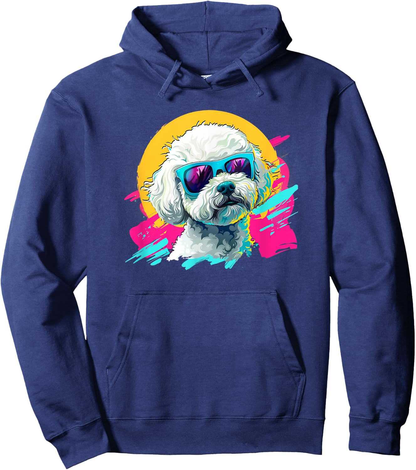 Kids 80s Bright Retro Vintage Bichon Frise Lover Hoodie - Hoodie | Navy