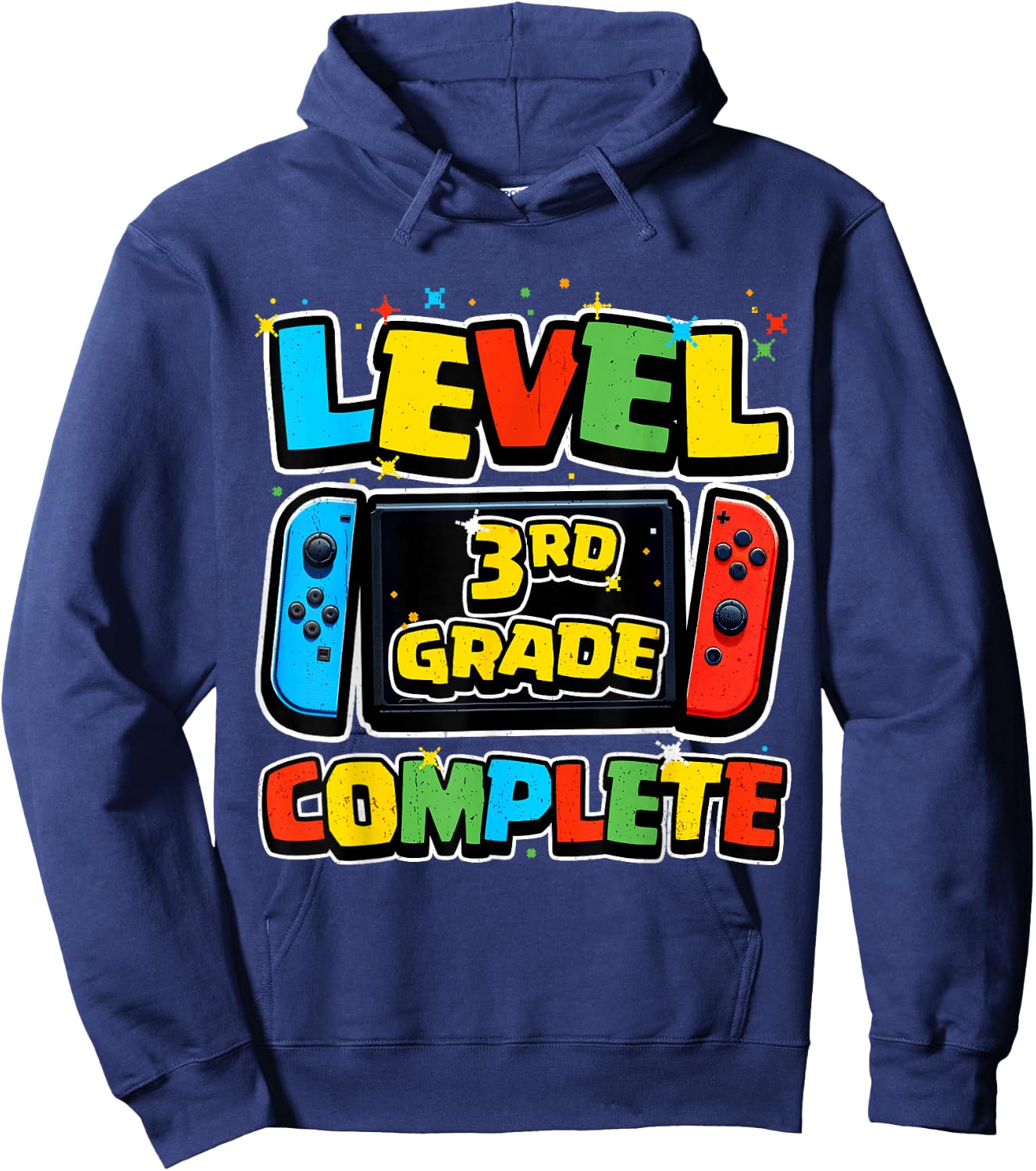 Level 3rd Grade Complete Gamer Boys Girls Kids Class of 2026 Hoodie - Hoodie | Navy