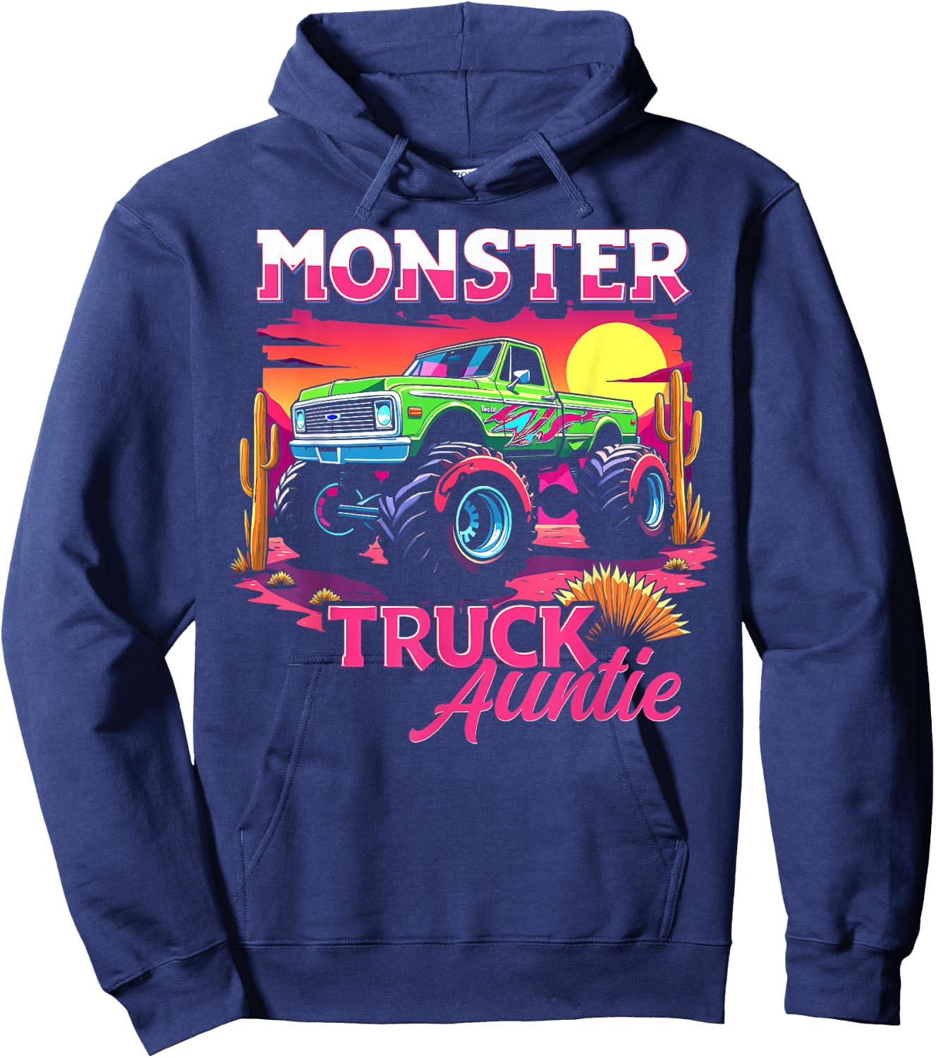 Monster Truck Auntie Matching Family Monster Truck Aunt Hoodie - Hoodie | Navy