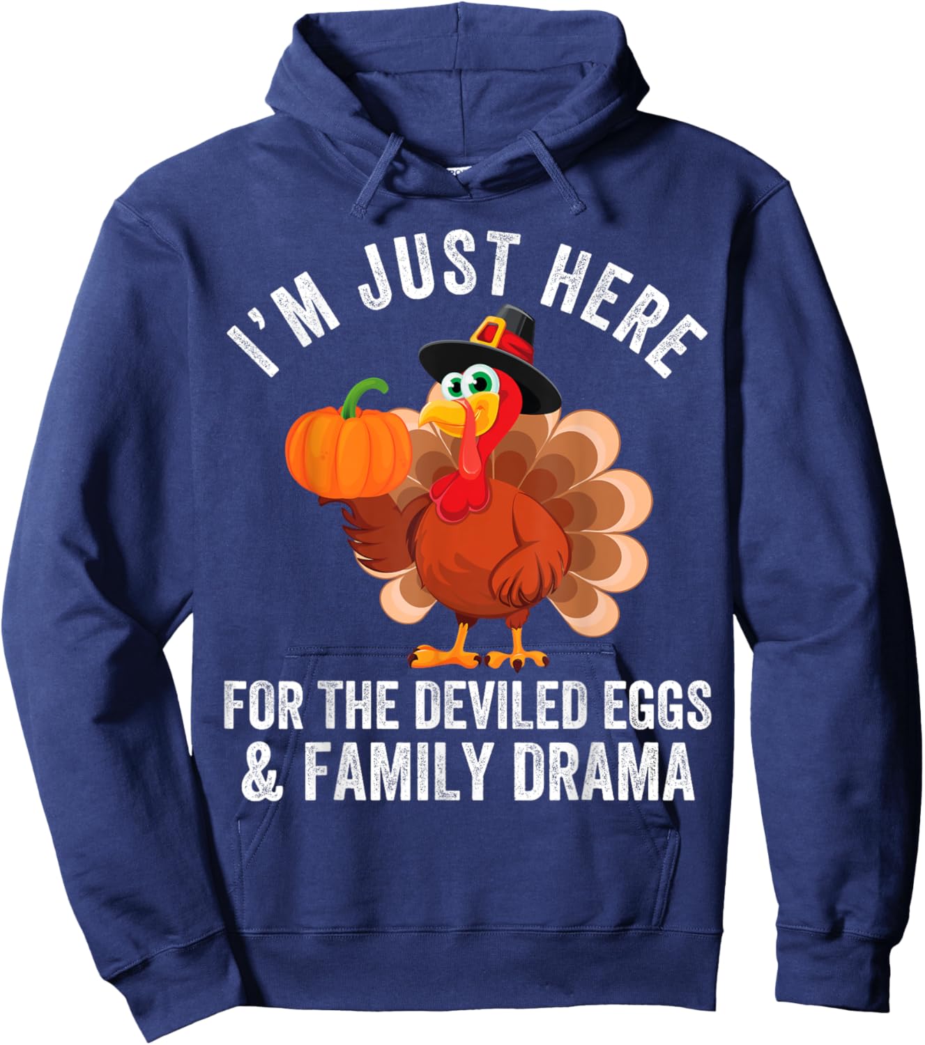 Funny Thanksgiving Deviled Eggs Family Drama - -Adults - Black - Short Sleeve - - Size: Small Hoodie - Hoodie | Navy