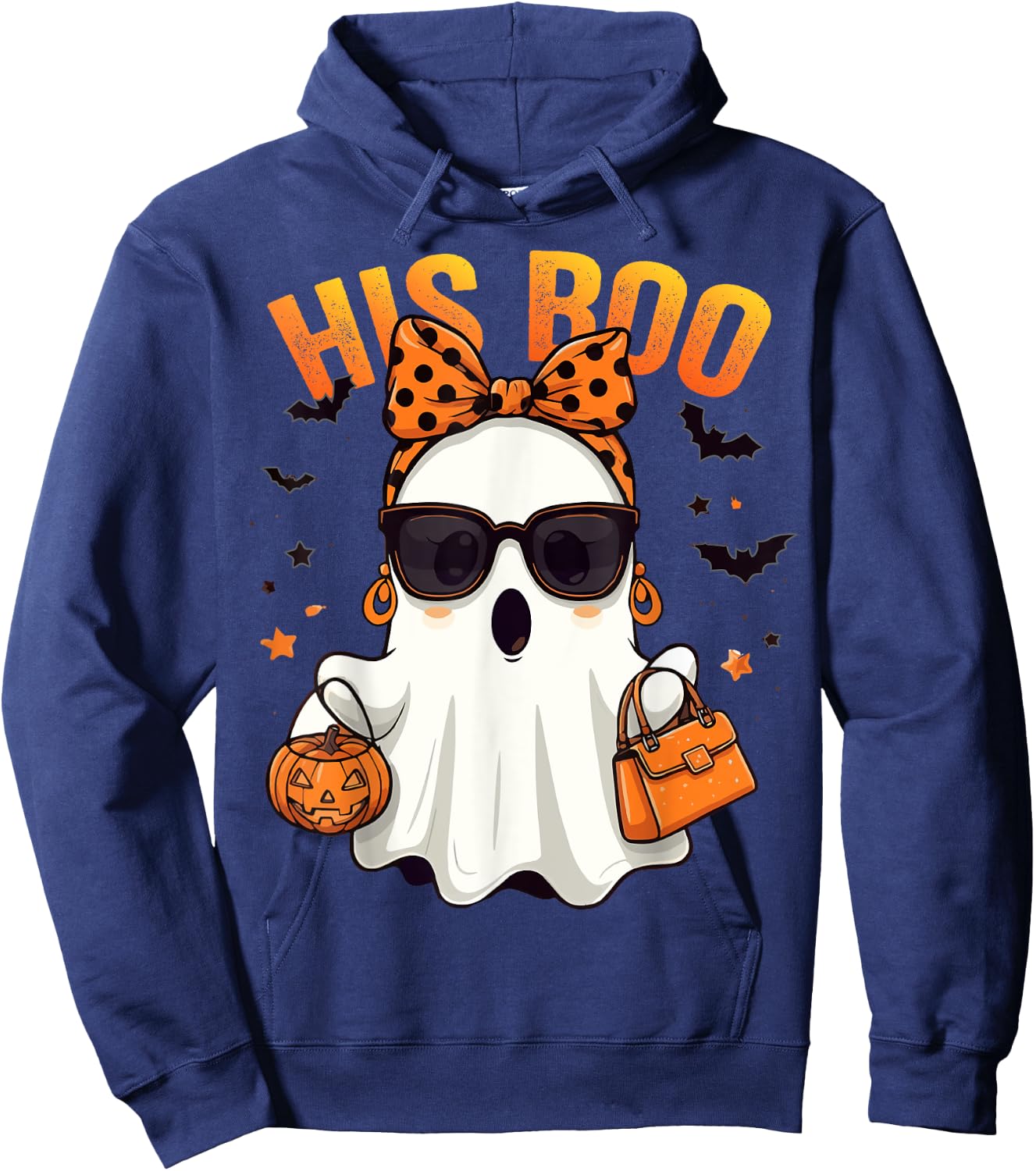 Her Boo His Boo Funny Ghost Matching Couples Halloween 2024 Hoodie - Hoodie | Navy