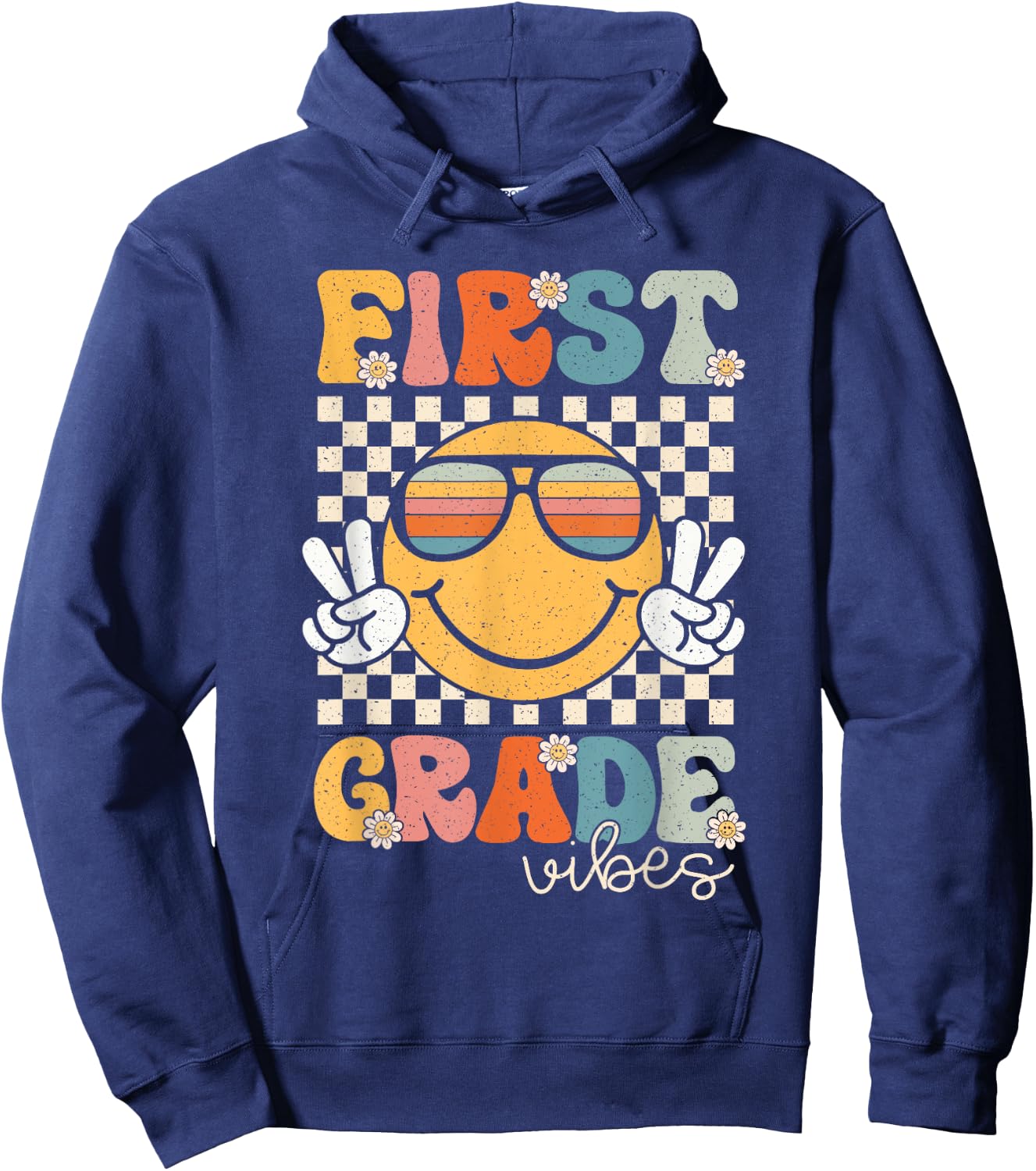 First Grade Vibes Smile First Day of School 1st Grade Team Hoodie - Hoodie | Navy